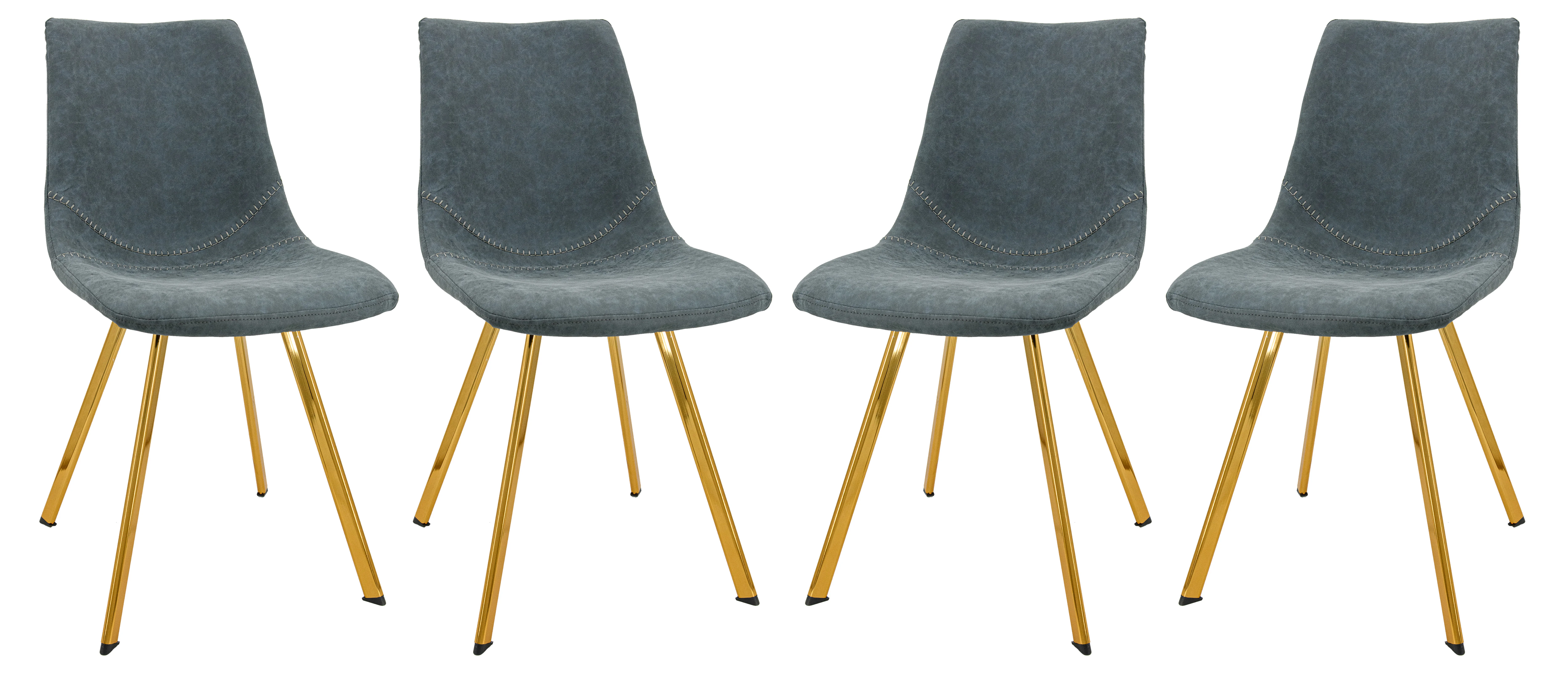 Markley Modern Leather Dining Chair With Gold Legs Set of 4