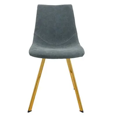 Markley Modern Leather Dining Chair With Gold Legs Set of 4