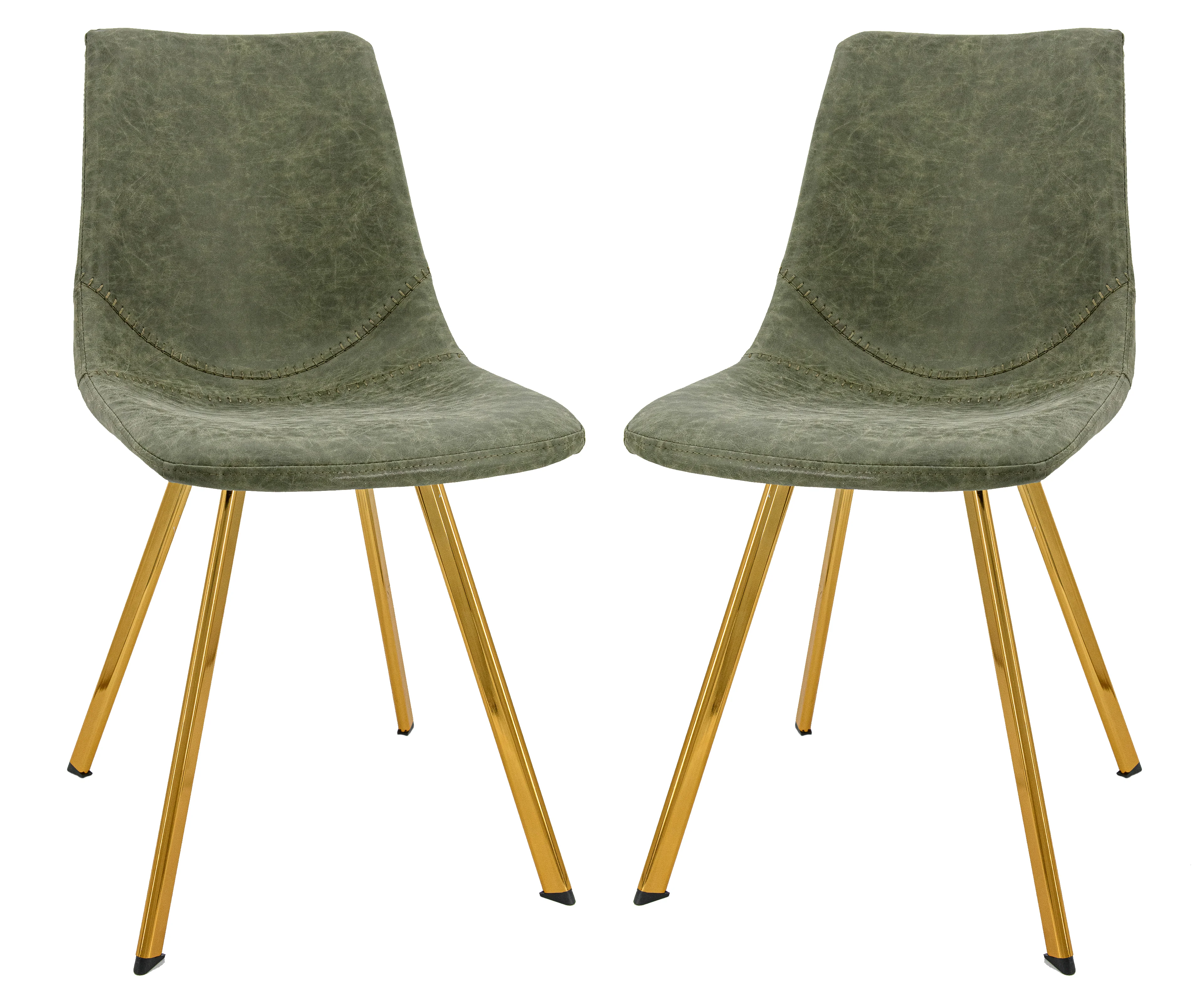 Markley Modern Leather Dining Chair With Gold Legs Set of 2