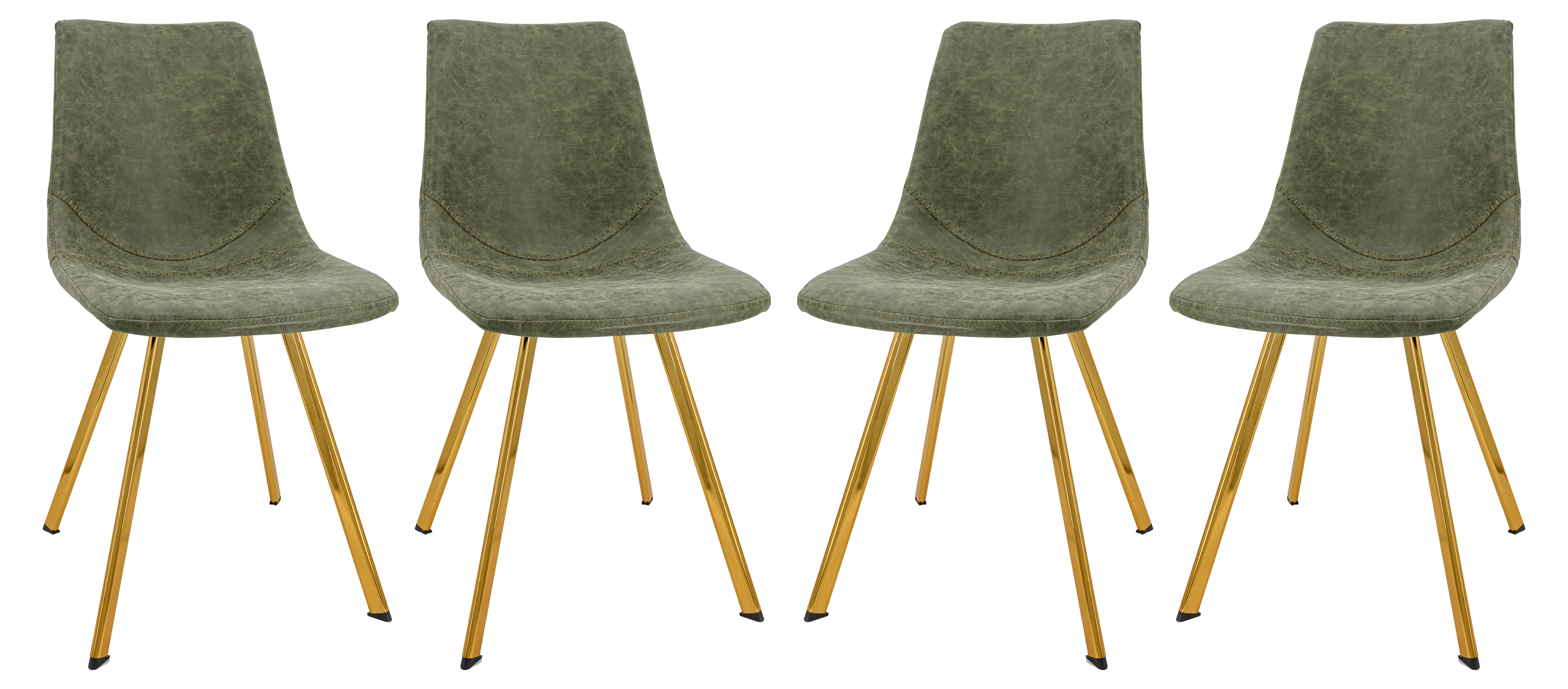 Markley Modern Leather Dining Chair With Gold Legs Set of 4