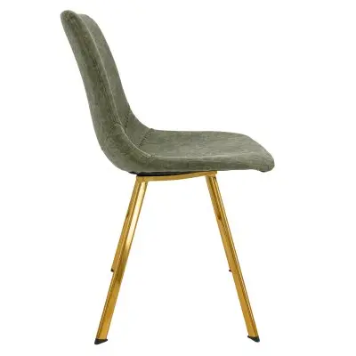 Markley Modern Leather Dining Chair With Gold Legs Set of 4