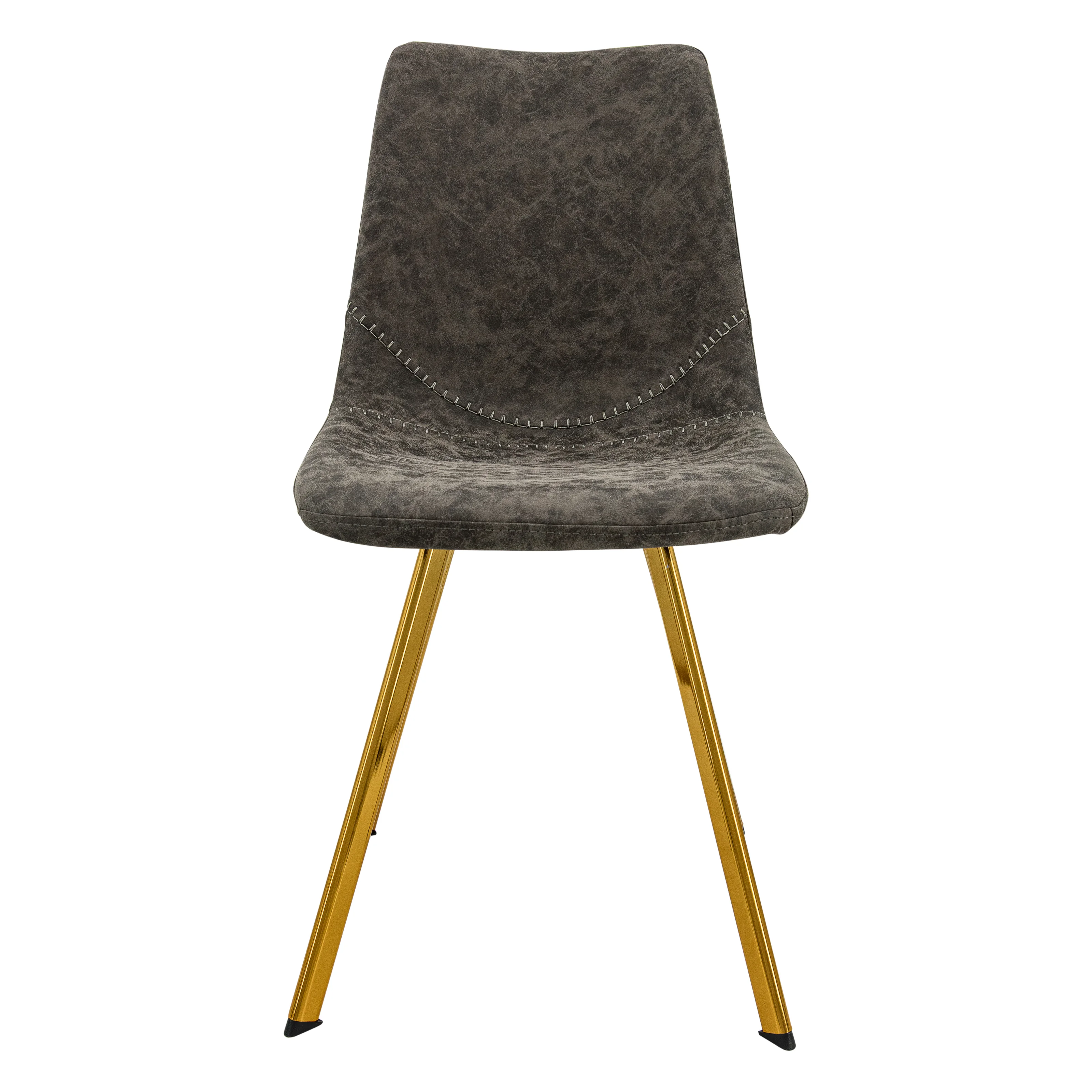 Markley Modern Leather Dining Chair With Gold Legs