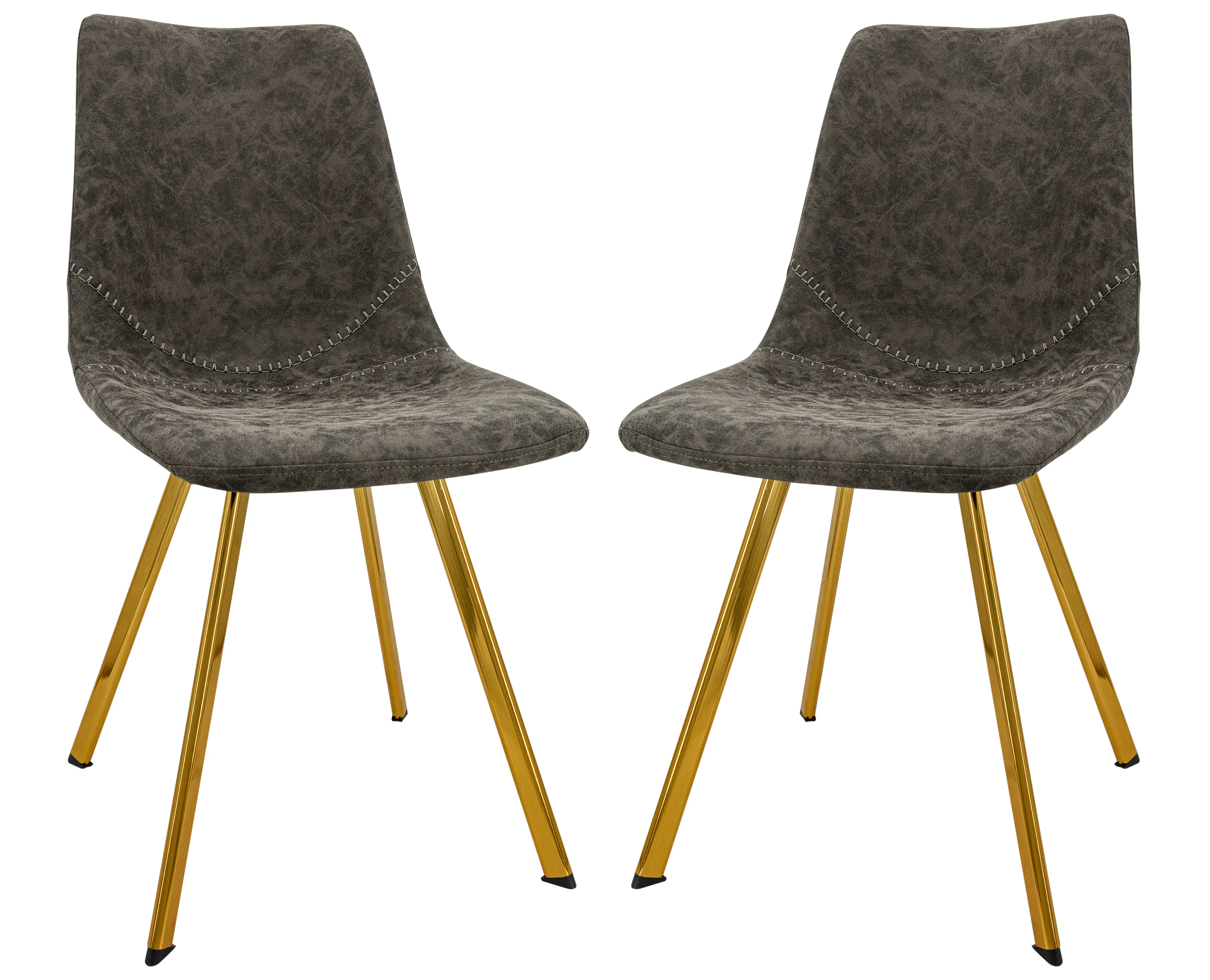 Markley Modern Leather Dining Chair With Gold Legs Set of 2