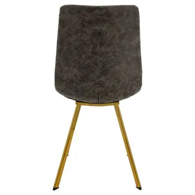 Markley Modern Leather Dining Chair With Gold Legs Set of 4