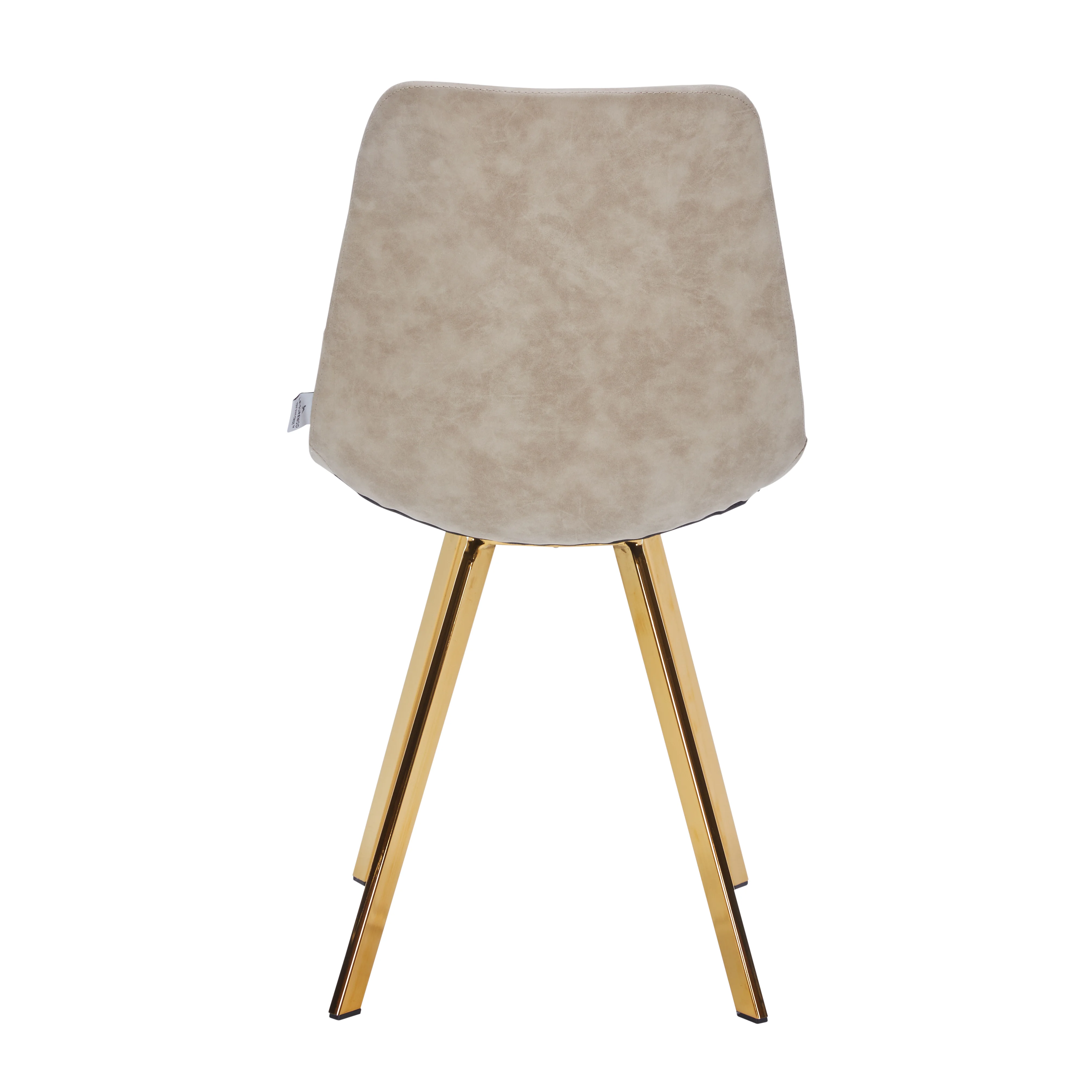 Markley Modern Leather Dining Chair With Gold Legs in Taupe Set of 2