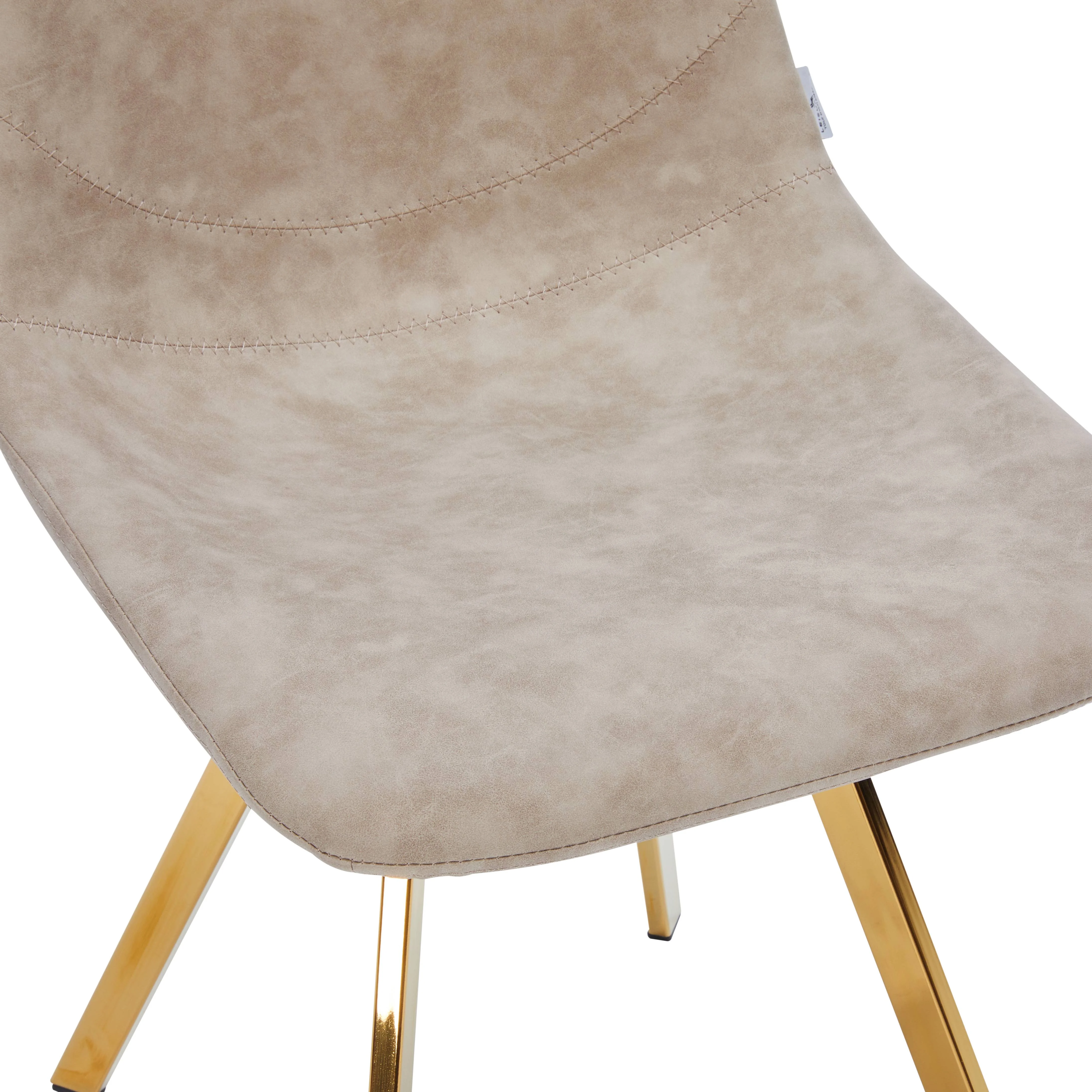 Markley Modern Leather Dining Chair With Gold Legs in Taupe Set of 4