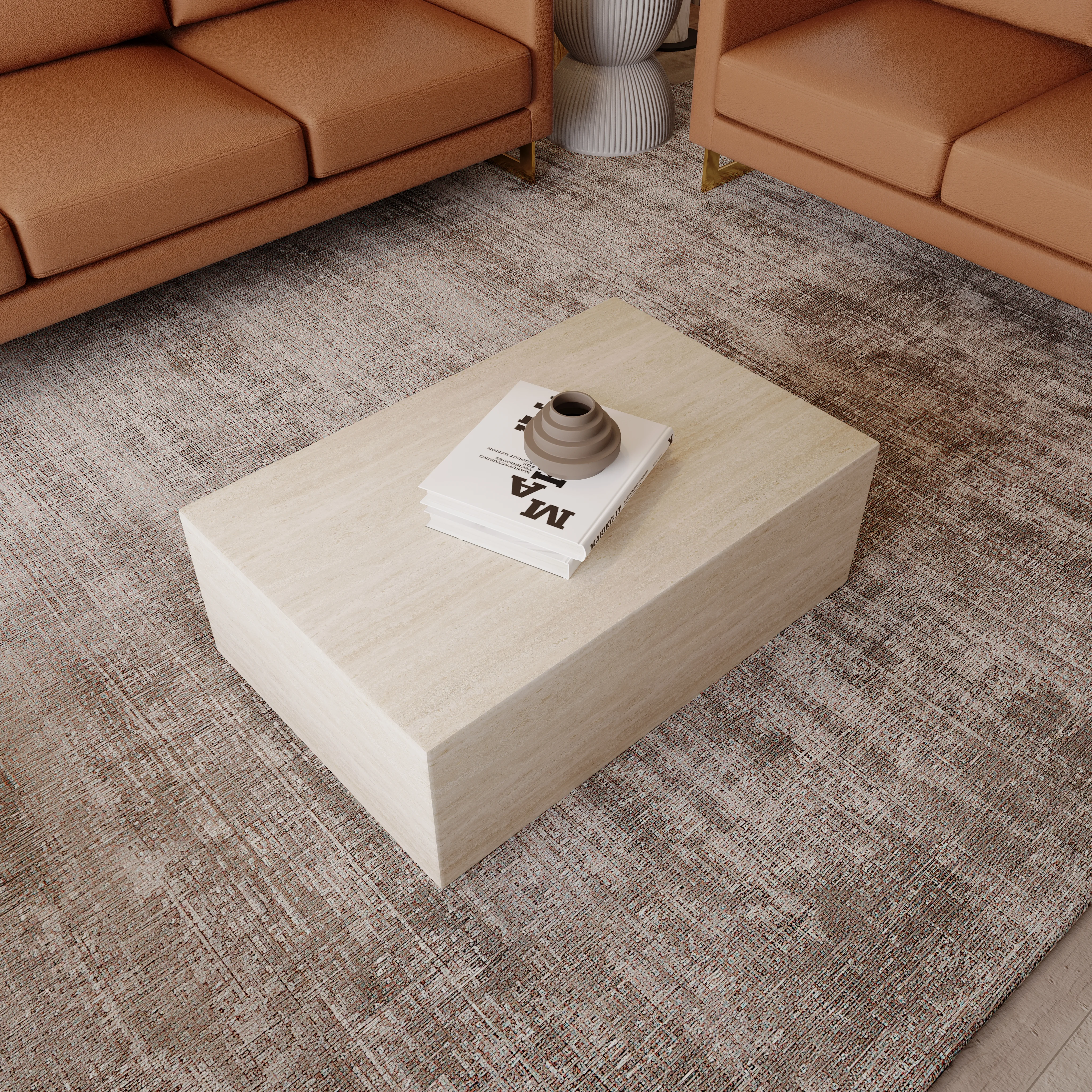 Maya Collection Outdoor/Indoor Coffee Table in Travertine