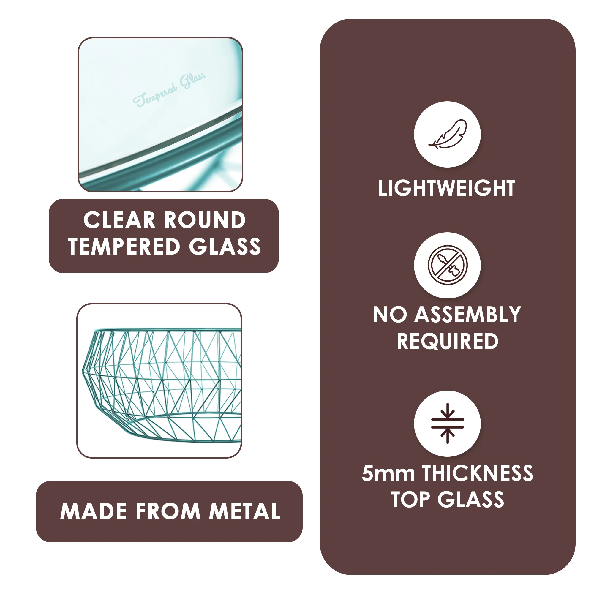 Malibu Modern Round Glass Top Coffee Table With Metal Base