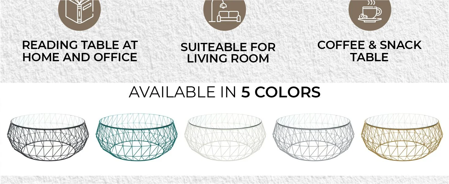 Malibu Modern Round Glass Top Coffee Table With Metal Base