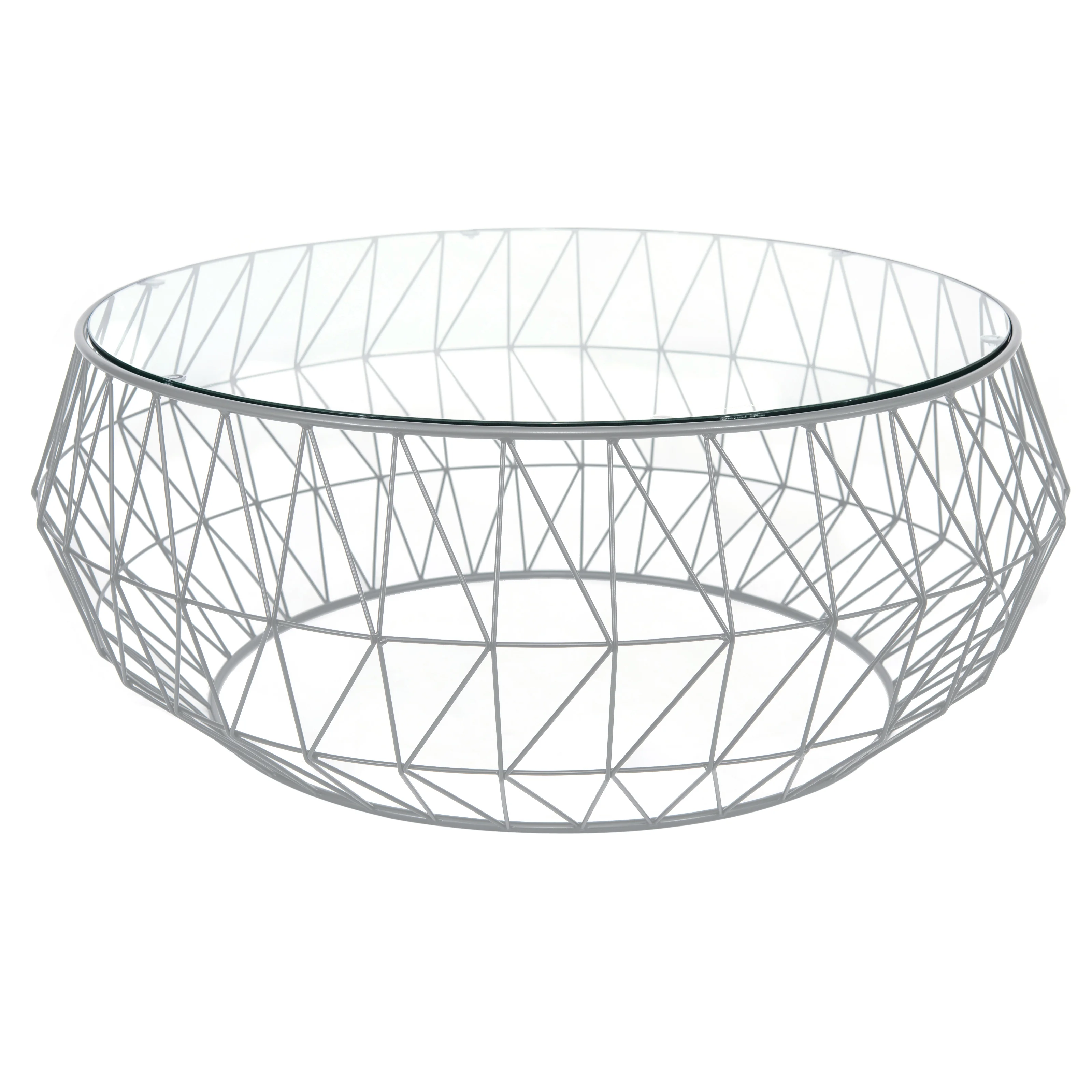 Malibu Modern Round Glass Top Coffee Table With Metal Base