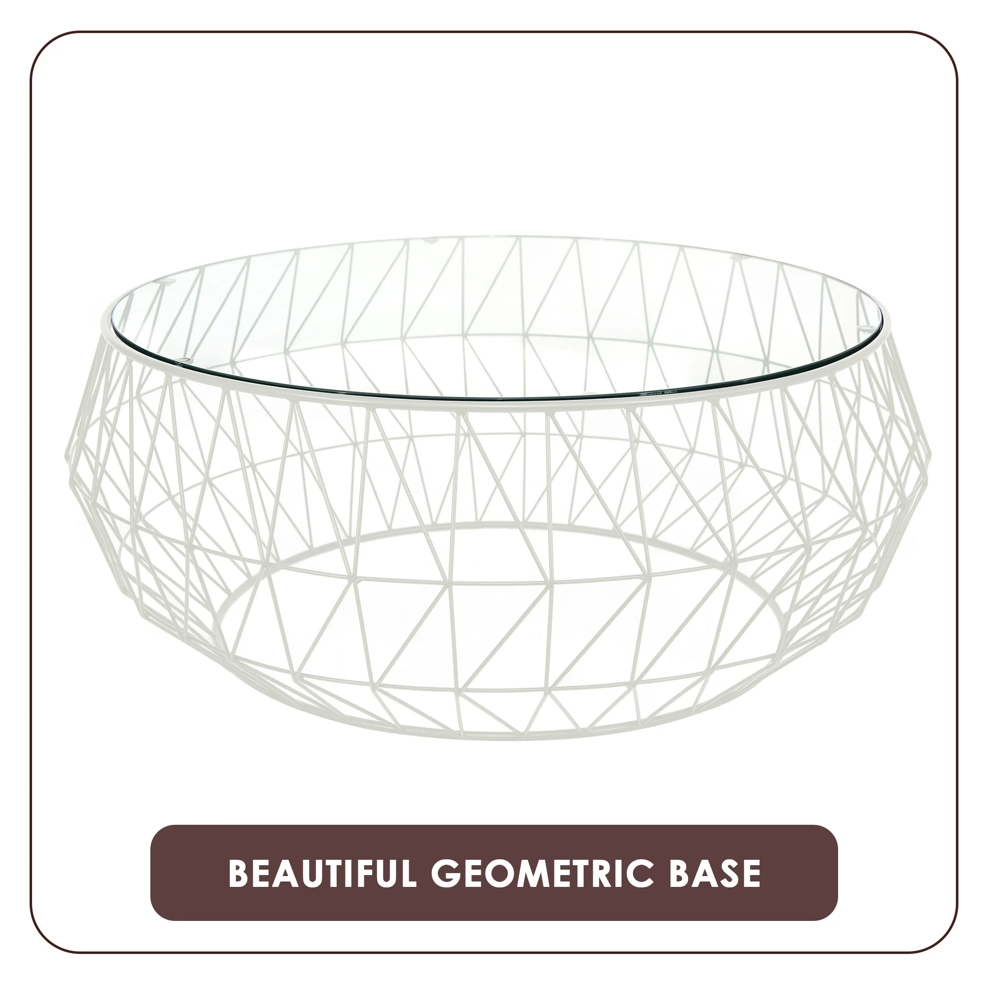 Malibu Modern Round Glass Top Coffee Table With Metal Base