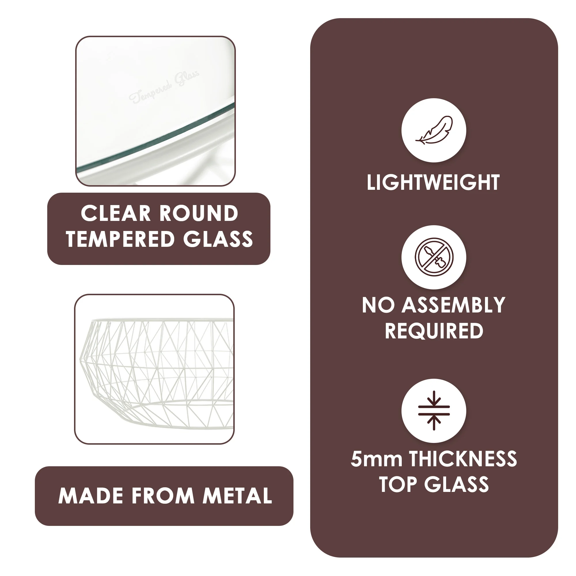 Malibu Modern Round Glass Top Coffee Table With Metal Base