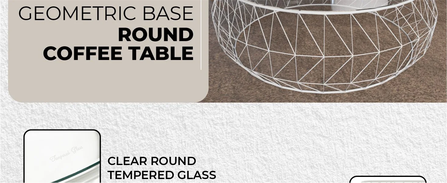 Malibu Modern Round Glass Top Coffee Table With Metal Base