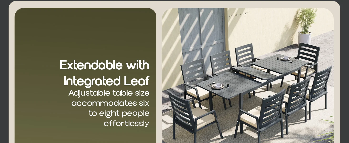 Marlin Extenable outdoor Dining Table 78-118 in Black