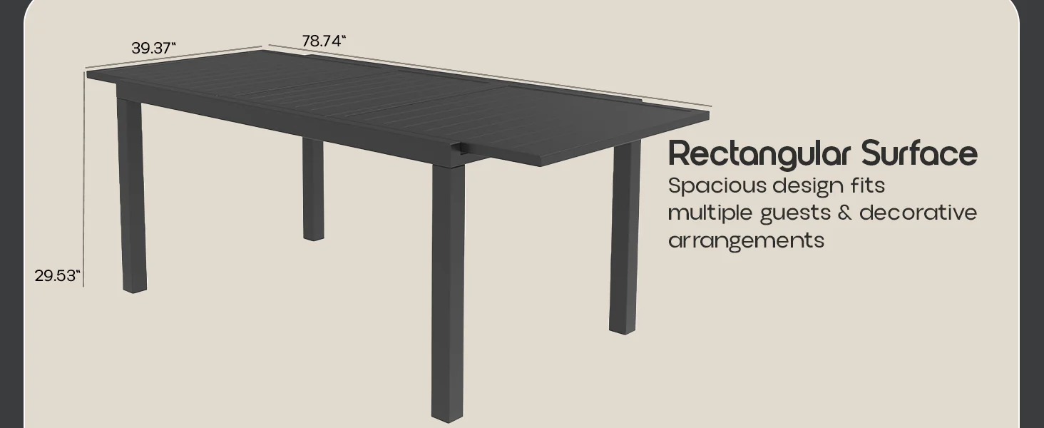 Marlin Extenable outdoor Dining Table 78-118 in Black
