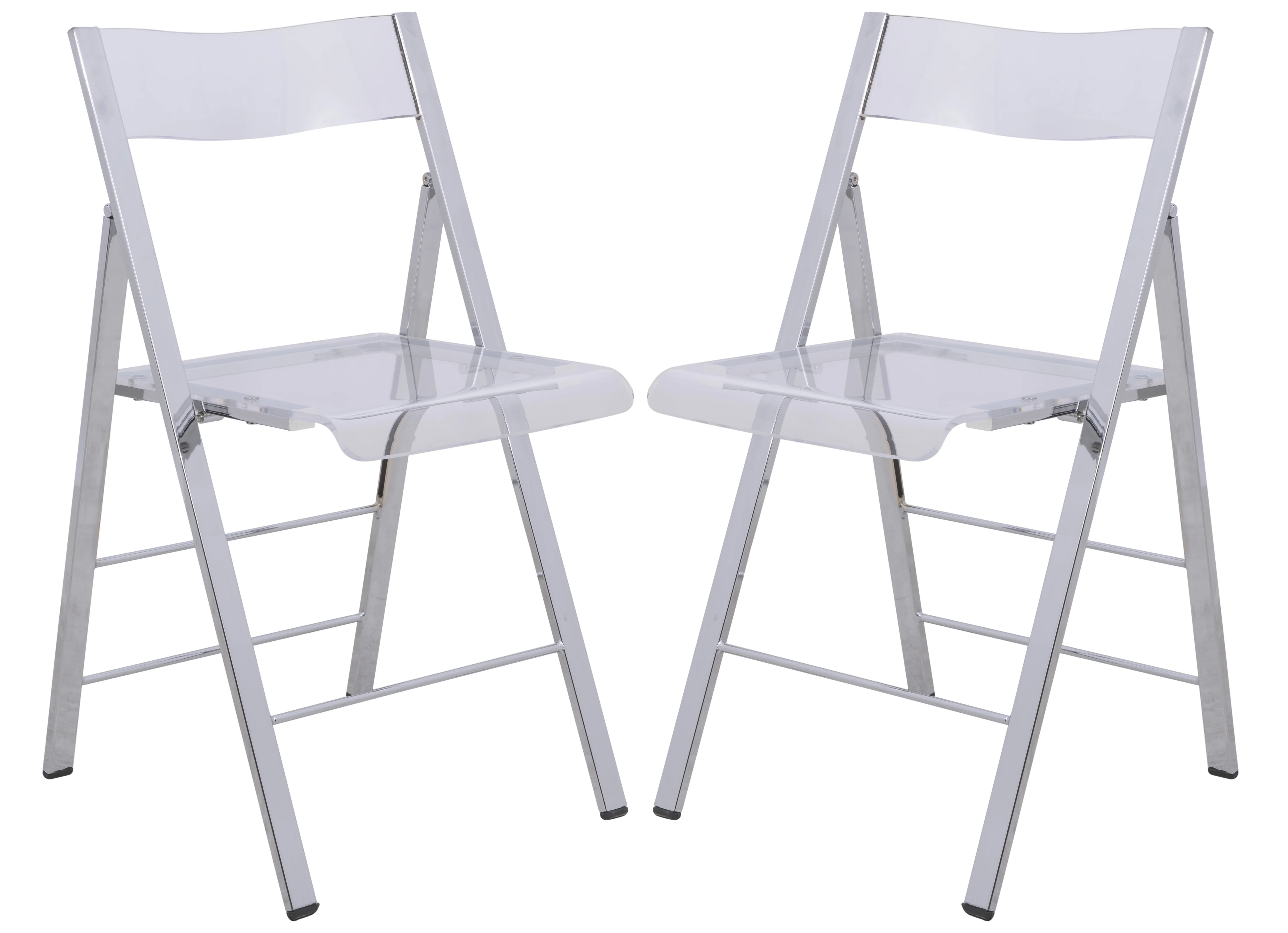 Menno Modern Acrylic Folding Chair, Set of 2