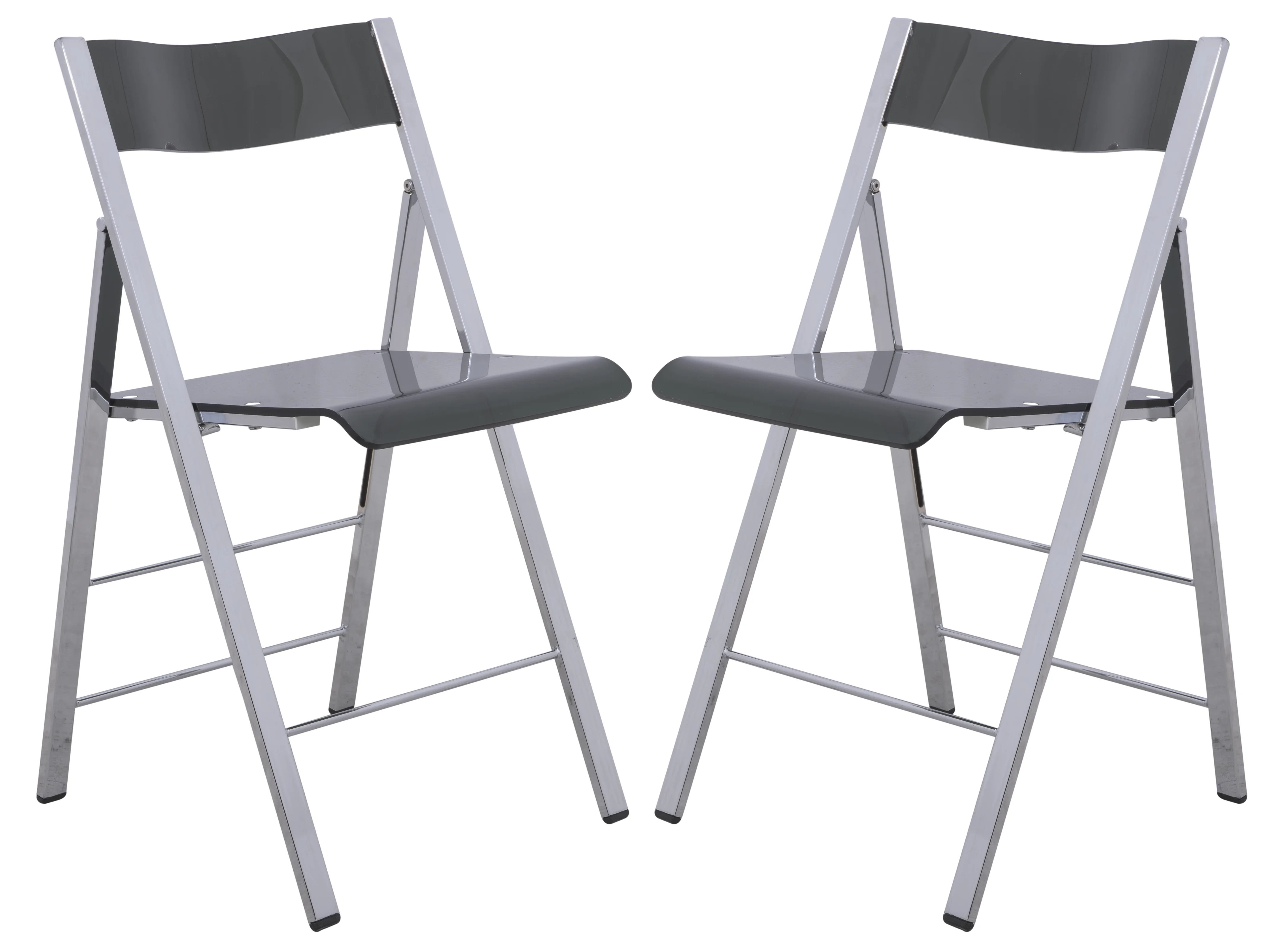 Menno Modern Acrylic Folding Chair, Set of 2