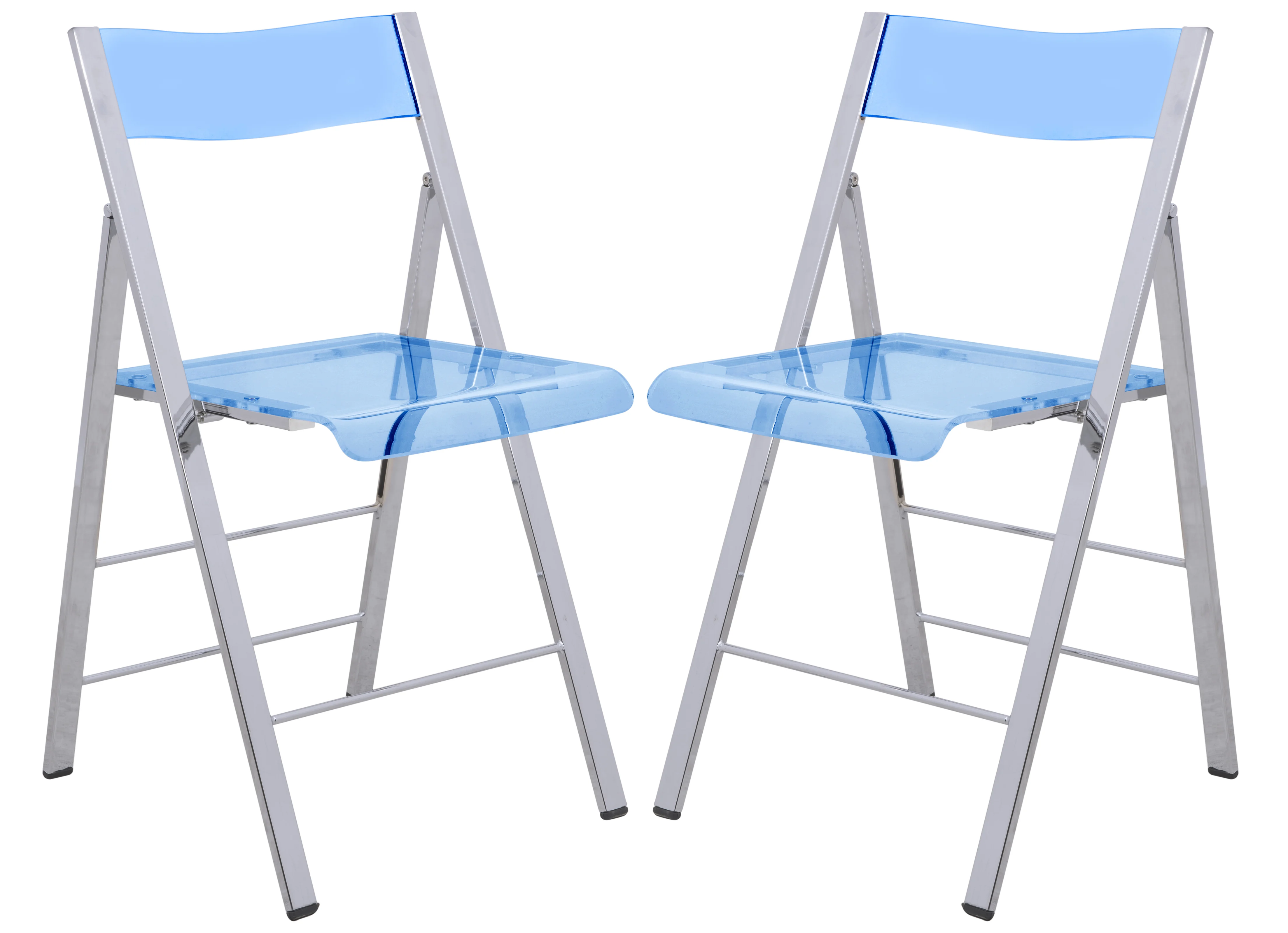 Menno Modern Acrylic Folding Chair, Set of 2