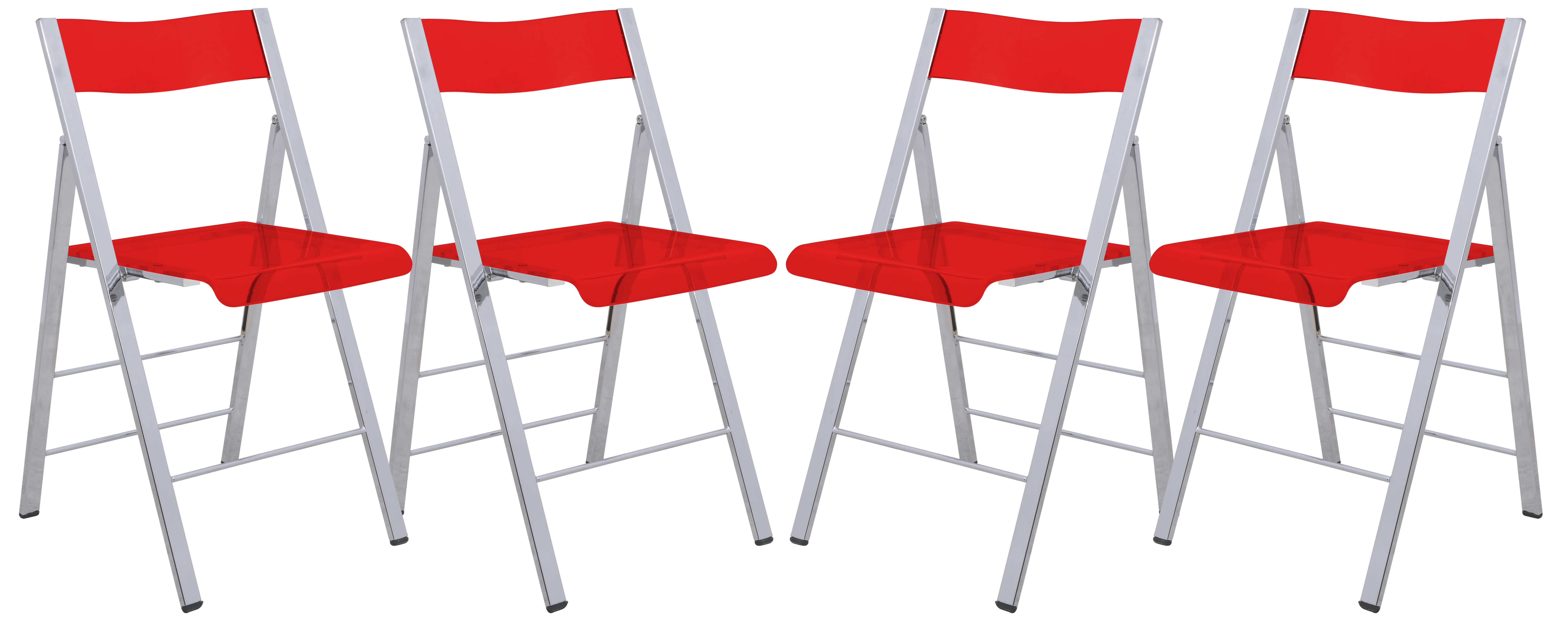 Menno Modern Acrylic Folding Chair, Set of 4