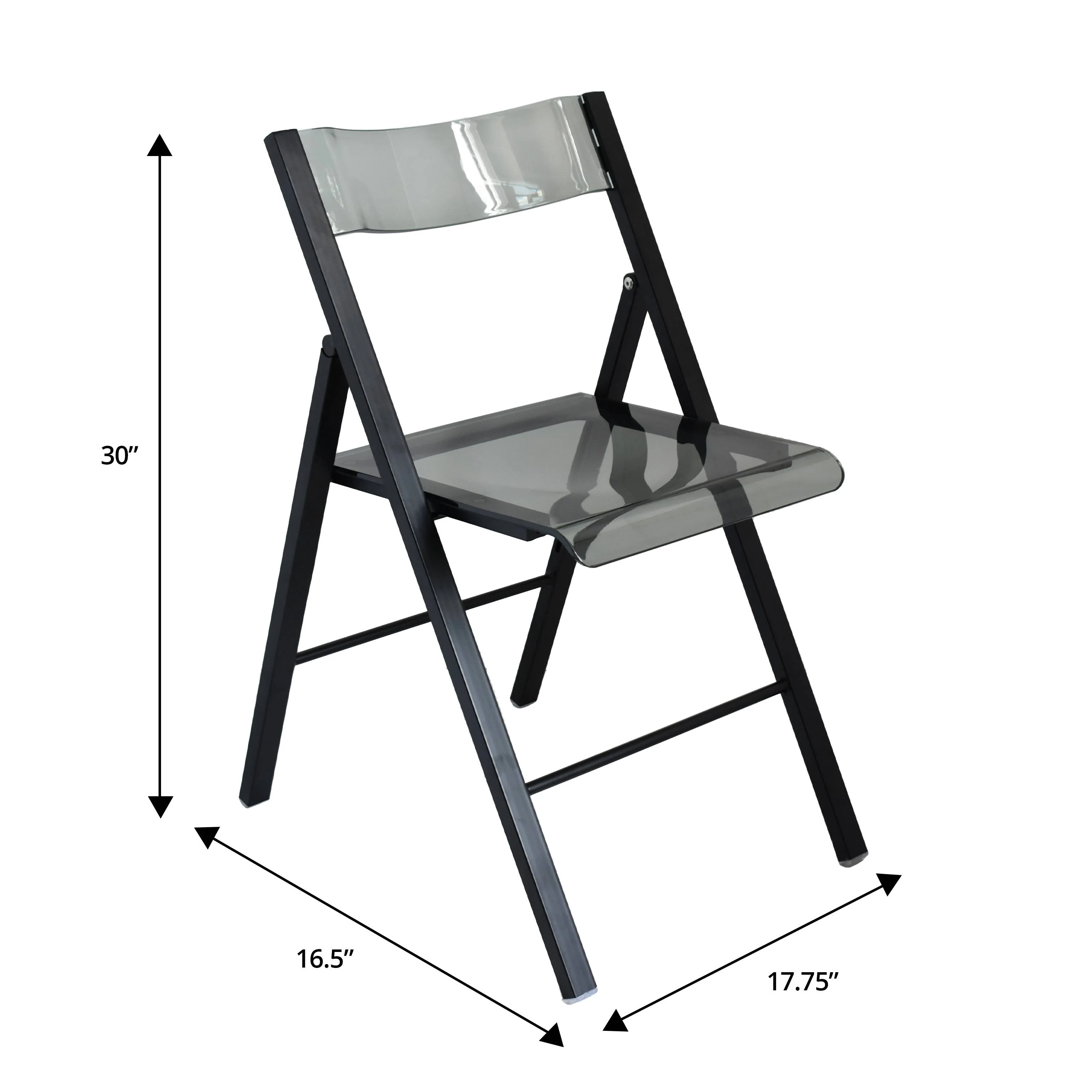 Menno Modern Acrylic Folding Chair Black Frame With Trans Black Seat