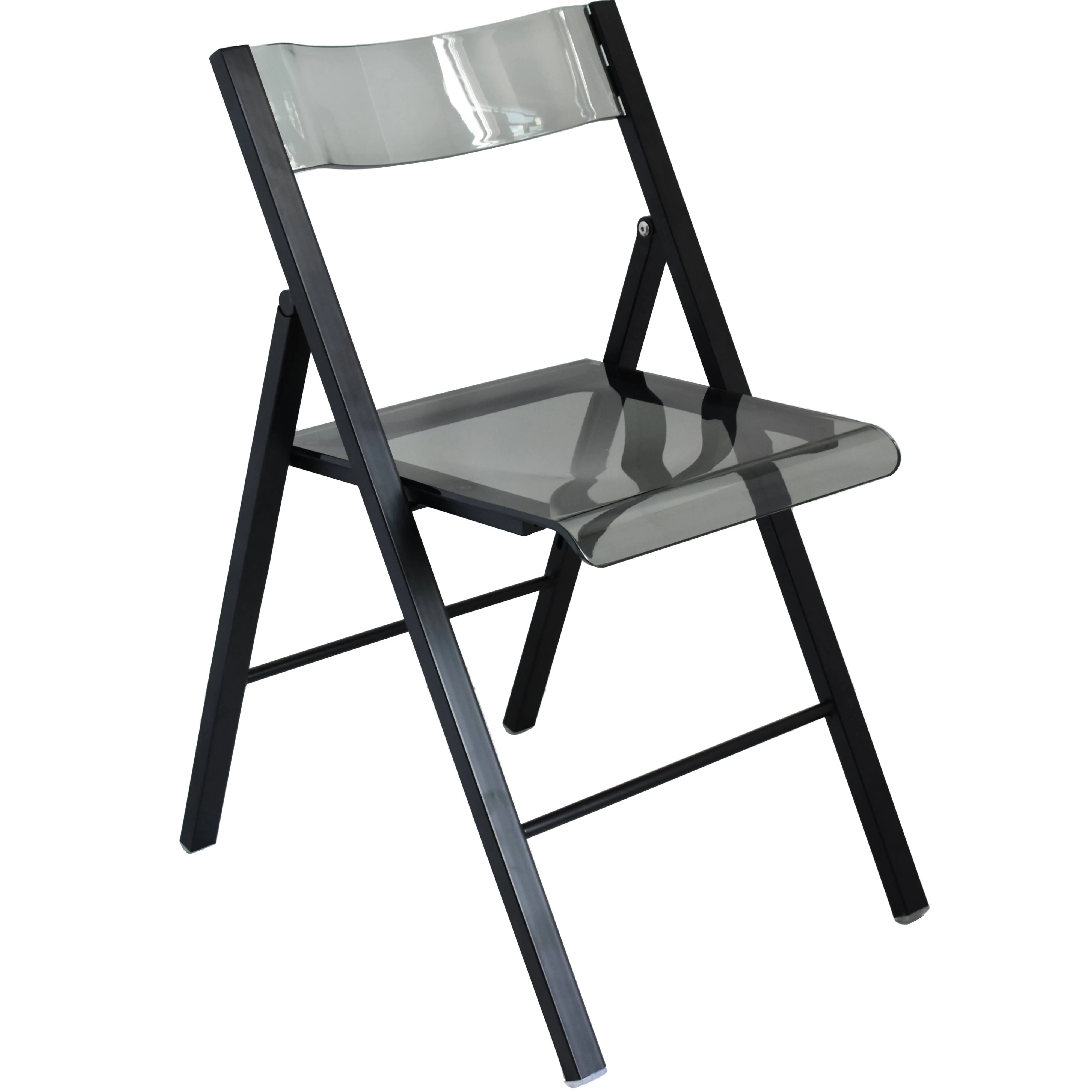 Menno Modern Acrylic Folding Chair Black Frame With Trans Black Seat