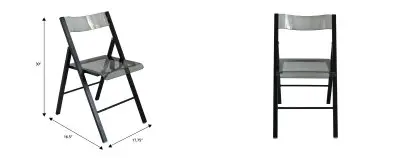 Menno Modern Acrylic Folding Chair Black Frame With Trans Black Seat