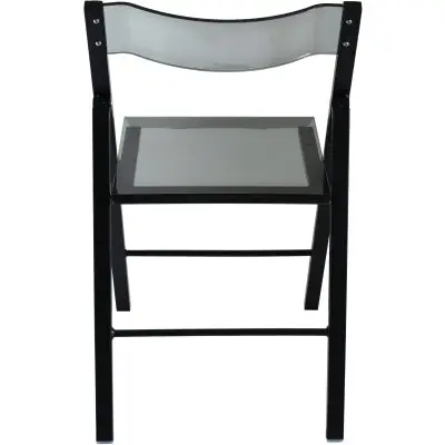 Menno Modern Acrylic Folding Chair Black Frame With Trans Black Seat Set of 2
