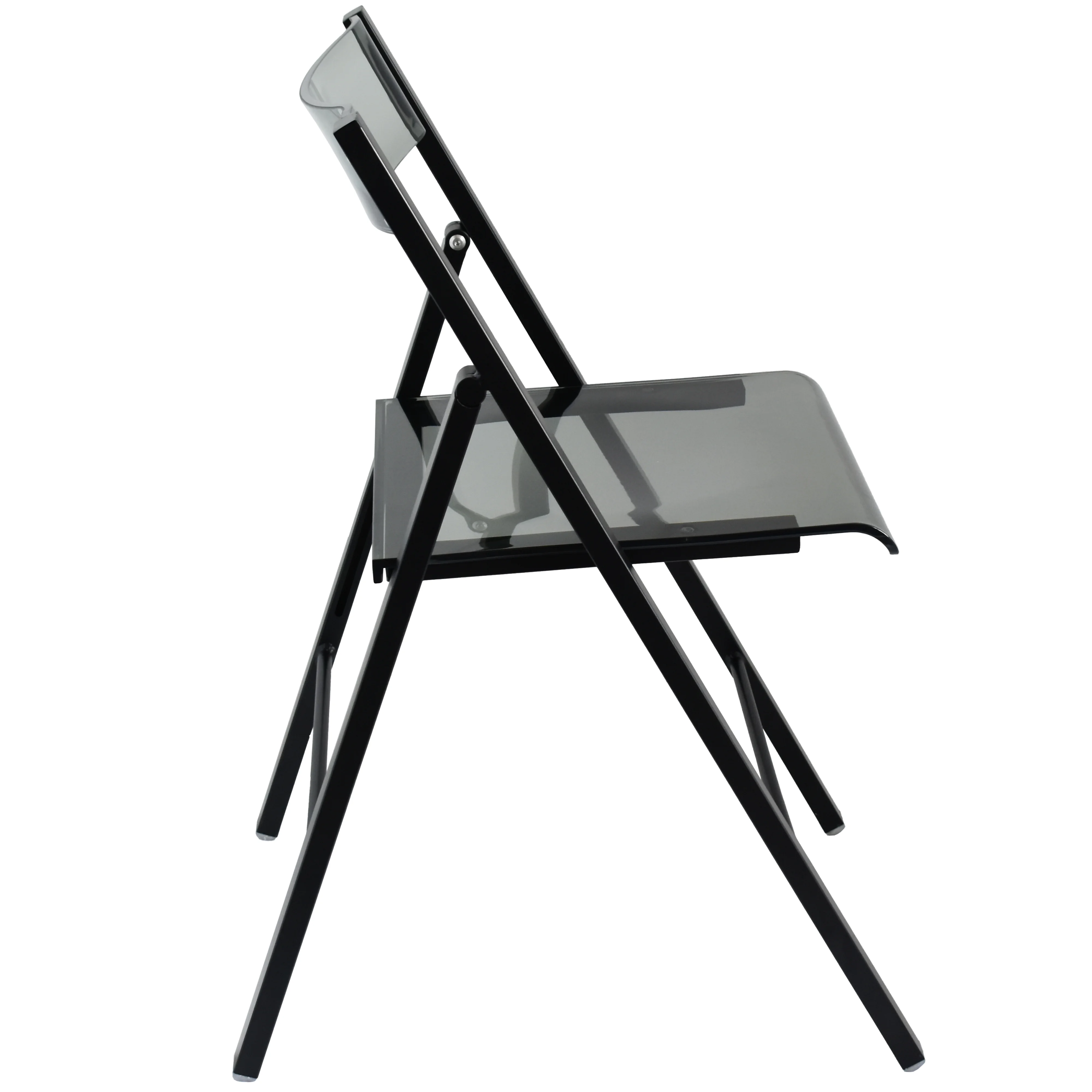 Menno Modern Acrylic Folding Chair Black Frame With Trans Black Seat Set of 4