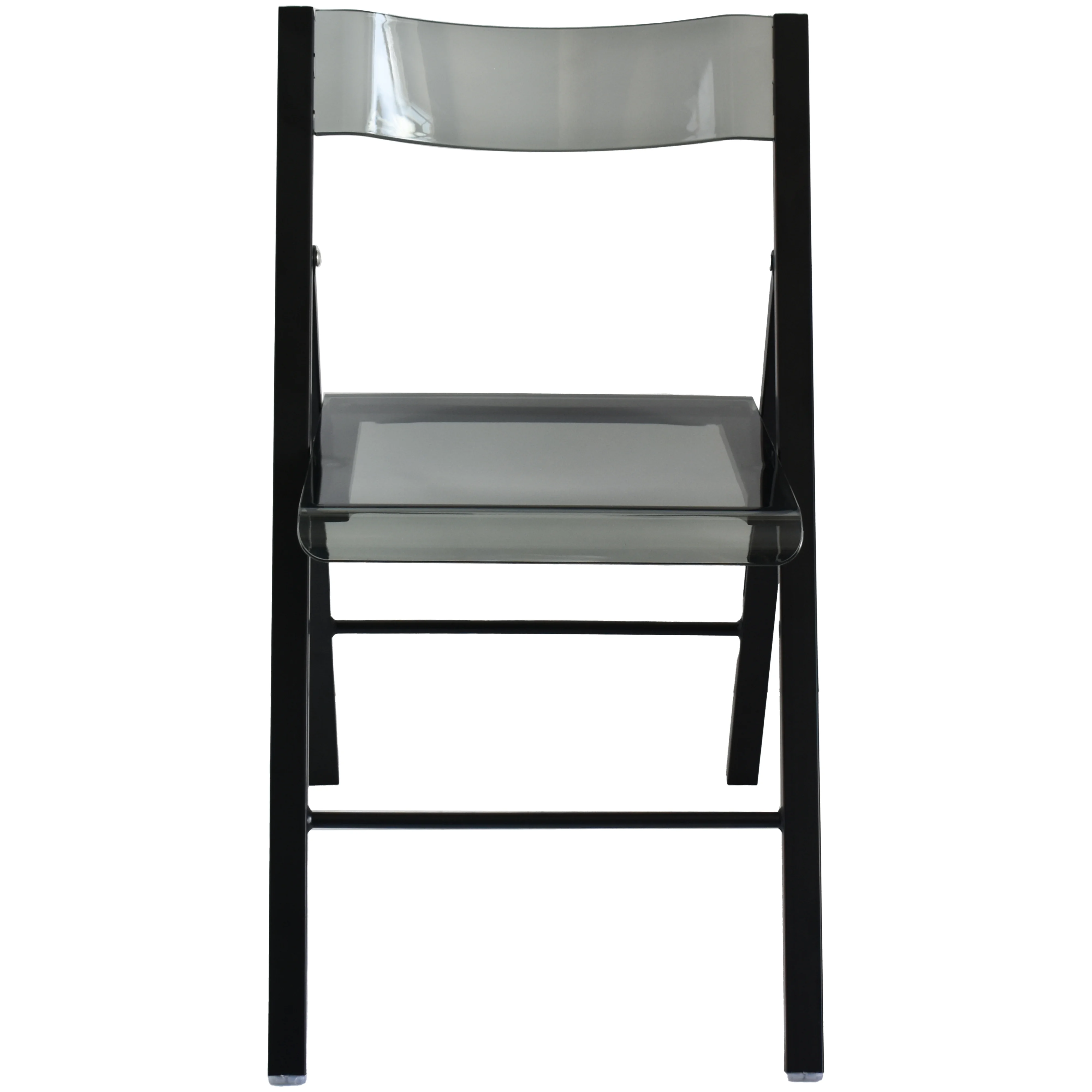 Menno Modern Acrylic Folding Chair Black Frame With Trans Black Seat Set of 4
