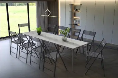 Menno Modern Acrylic Folding Chair Black Frame With Trans Black Seat Set of 4