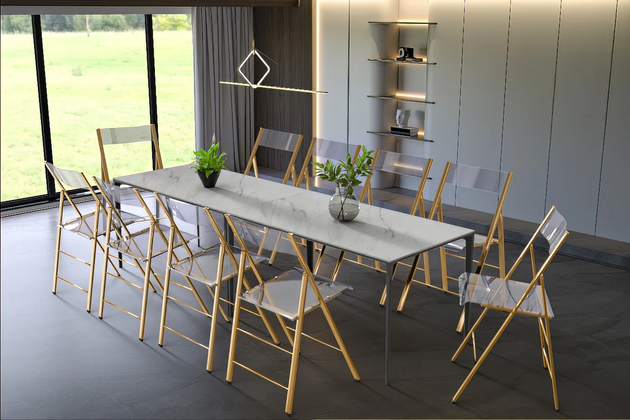 Menno Modern Acrylic Gold Base Folding Chair