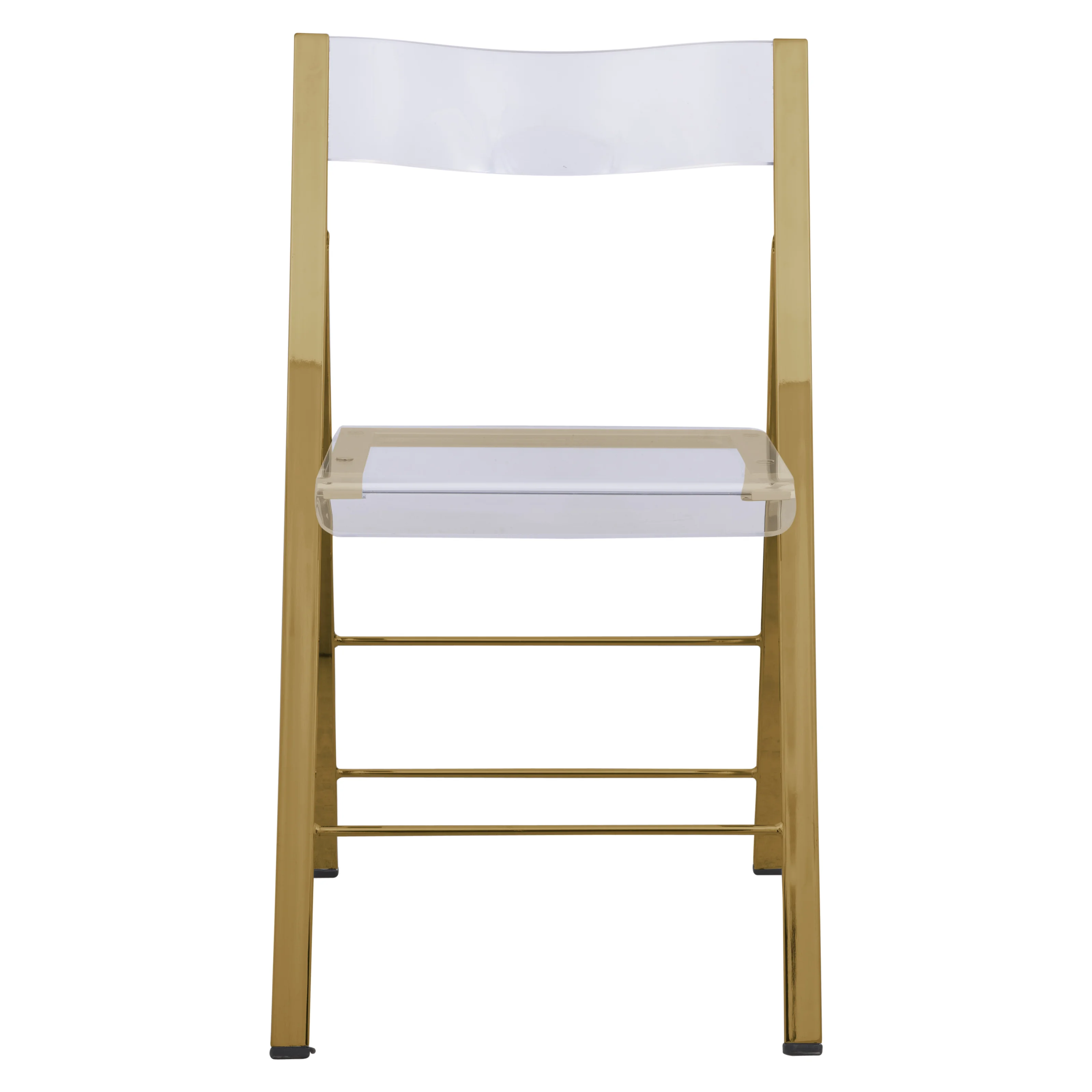 Menno Modern Acrylic Gold Base Folding Chair, Set of 2