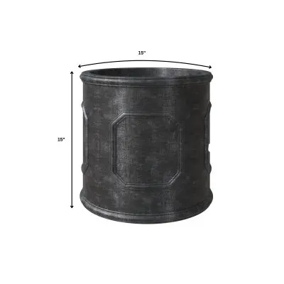 Meadow Series Fiber Stone Planter in Black 15" Dia, 15" HIgh