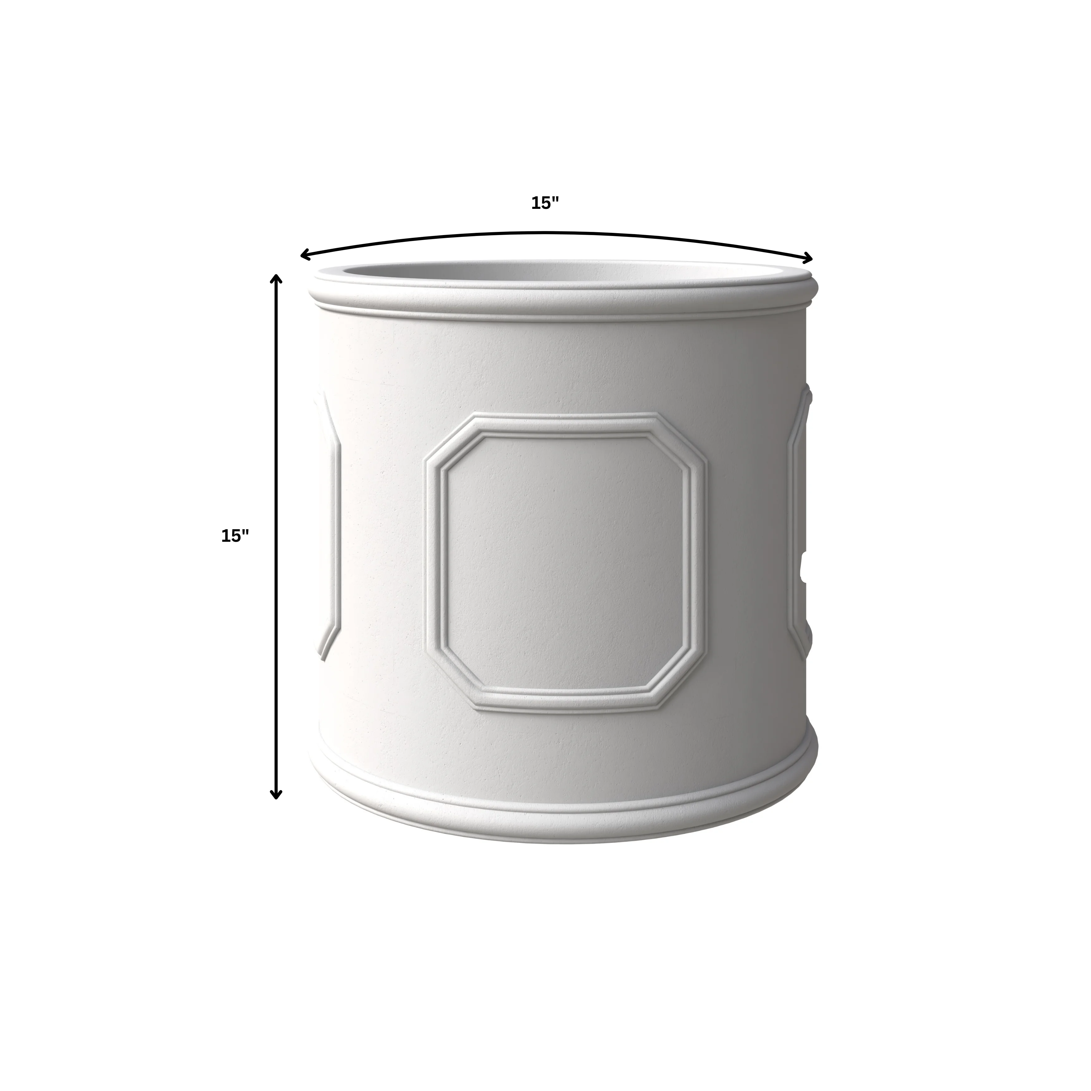 Meadow Series Fiber Stone Planter in White 15" Dia, 15" HIgh