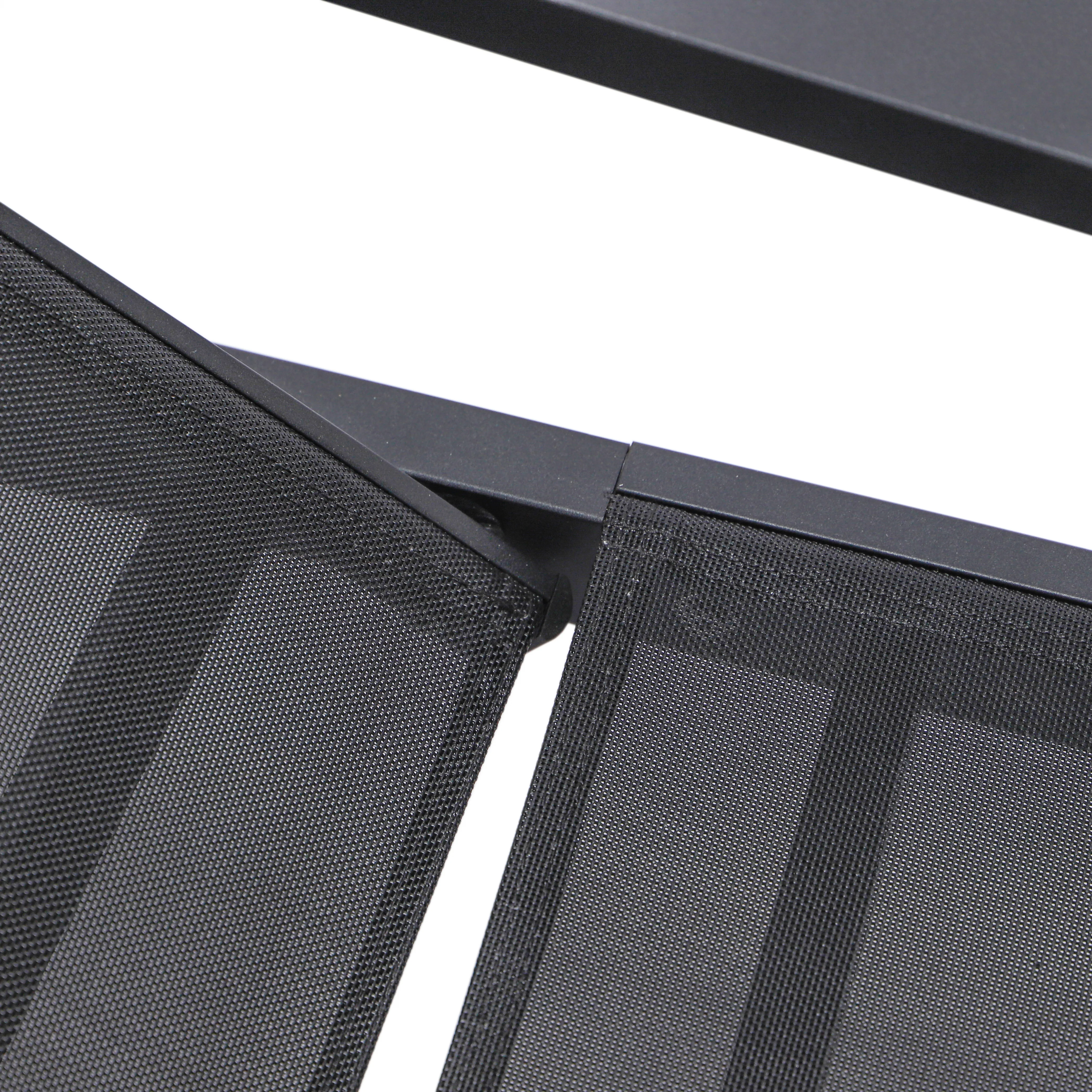 Marlin Patio Chaise Lounge Chair With Armrests in Black Aluminum Frame