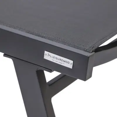 Marlin Patio Chaise Lounge Chair With Armrests in Black Aluminum Frame