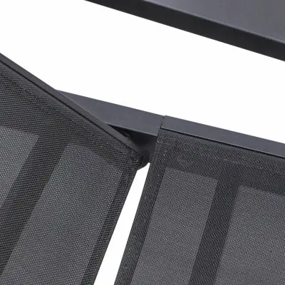 Marlin Patio Chaise Lounge Chair With Armrests in Black Aluminum Frame, Set of 2 in Black