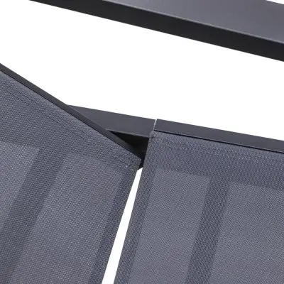 Marlin Patio Chaise Lounge Chair With Armrests in Black Aluminum Frame, Set of 2 in Dark Grey