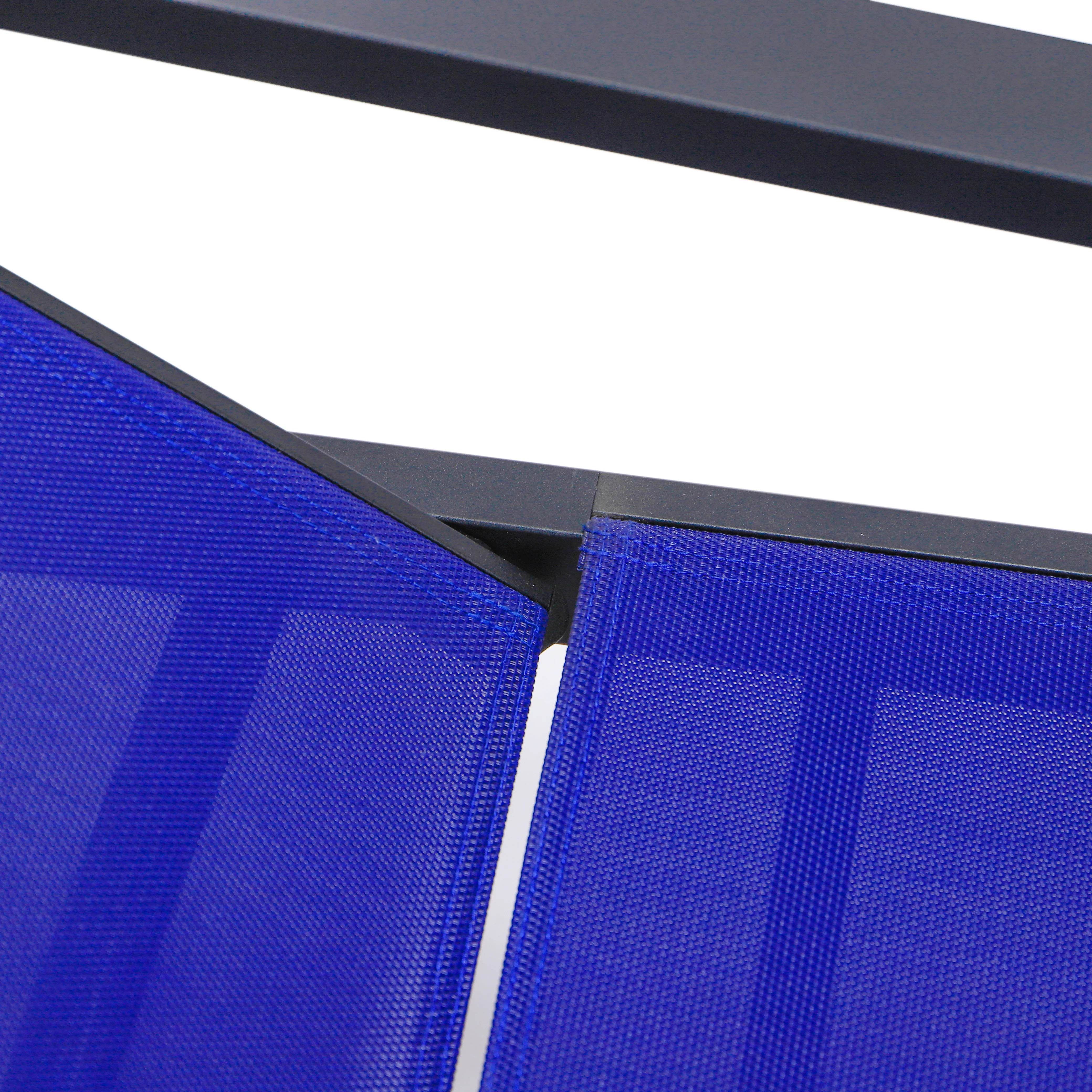 Marlin Patio Chaise Lounge Chair With Armrests in Black Aluminum Frame, Set of 2 in Navy Blue