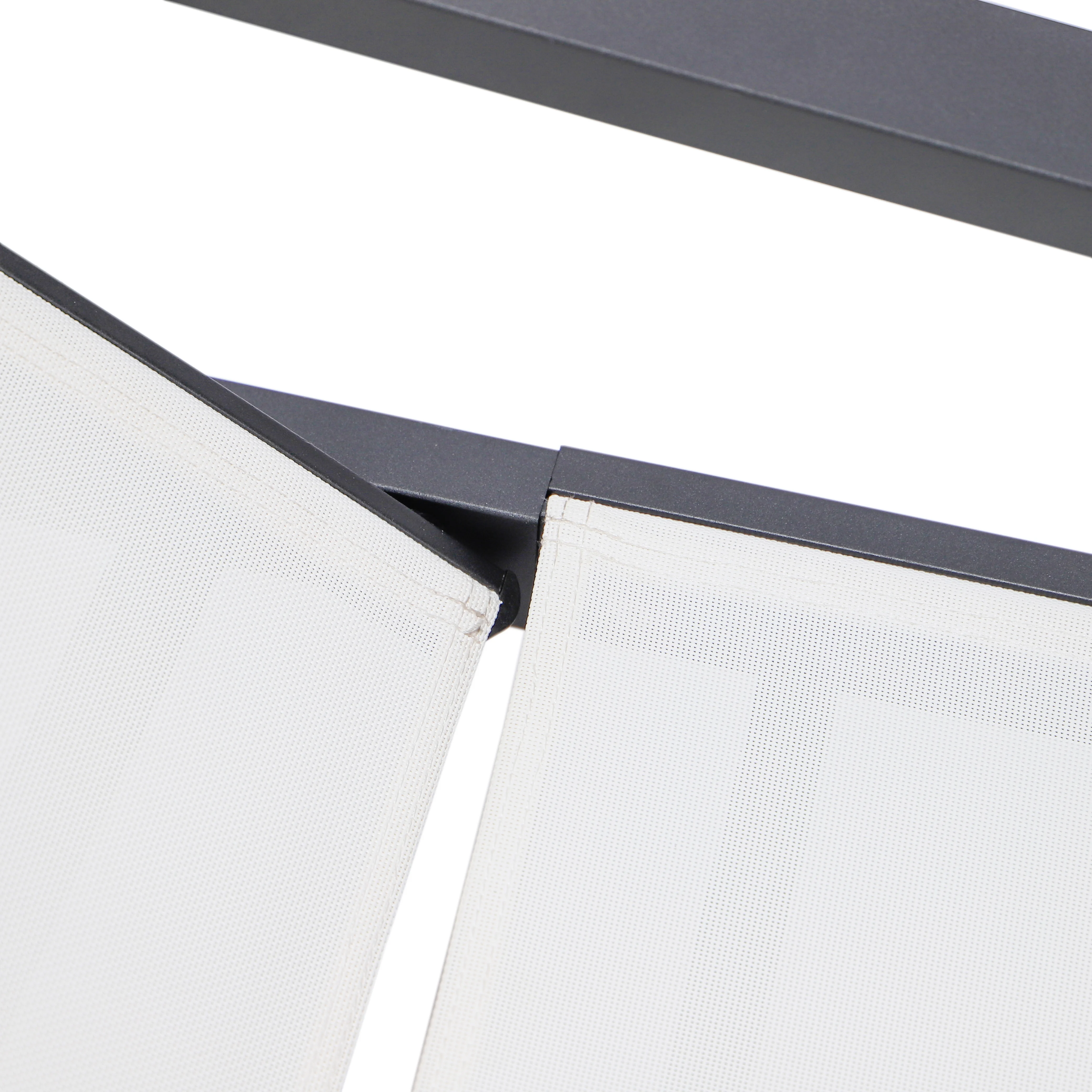 Marlin Patio Chaise Lounge Chair With Armrests in Black Aluminum Frame, Set of 2 in White