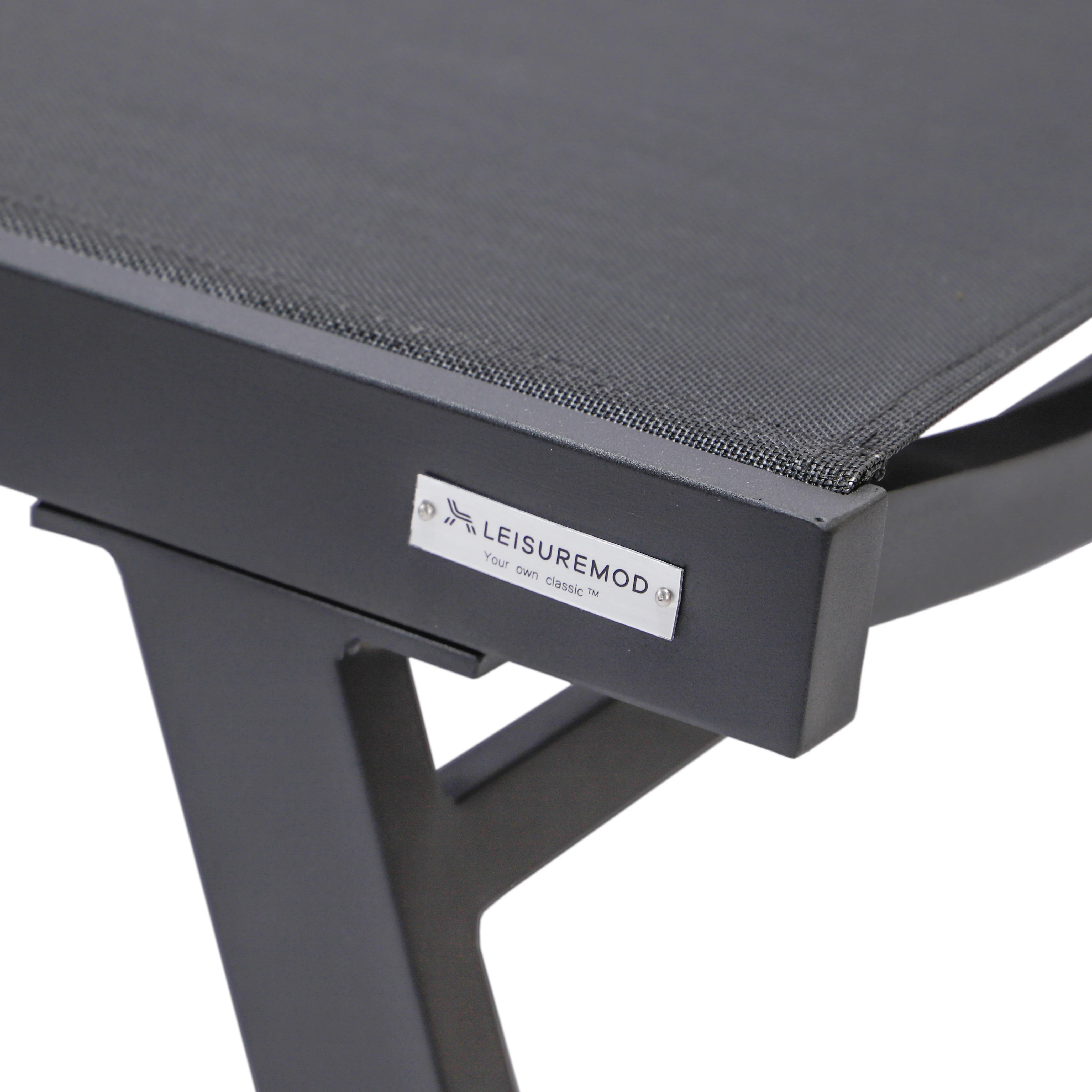 Marlin Modern Black Aluminum Outdoor Patio Chaise Lounge Chair With Arms and Square Fire Pit Side Table Perfect for Patio, Lawn, and Garden