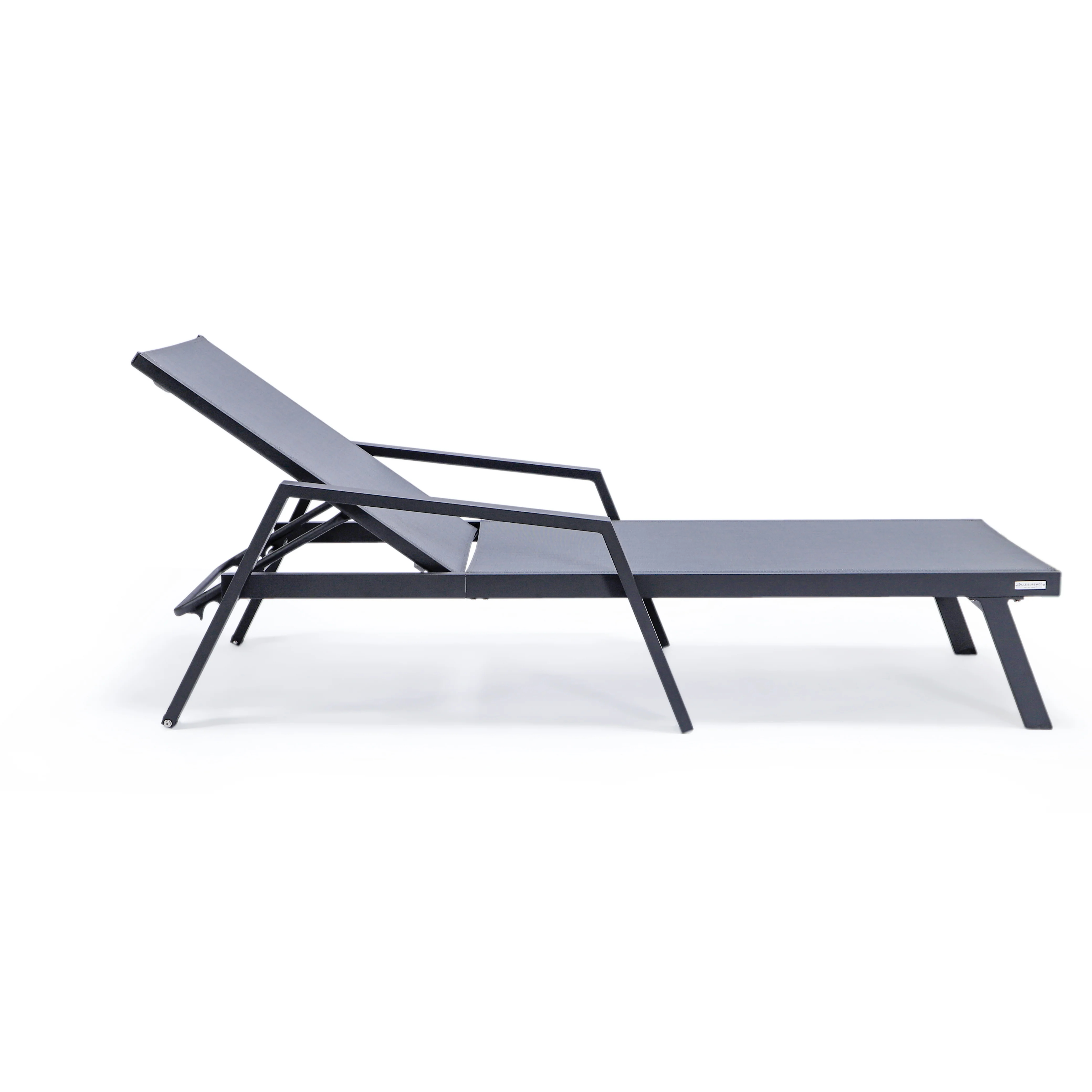 Marlin Modern Aluminum Outdoor Patio Chaise Lounge Chair With Arms Set of 2 with Square Fire Pit Side Table Perfect for Patio, Lawn, and Garden