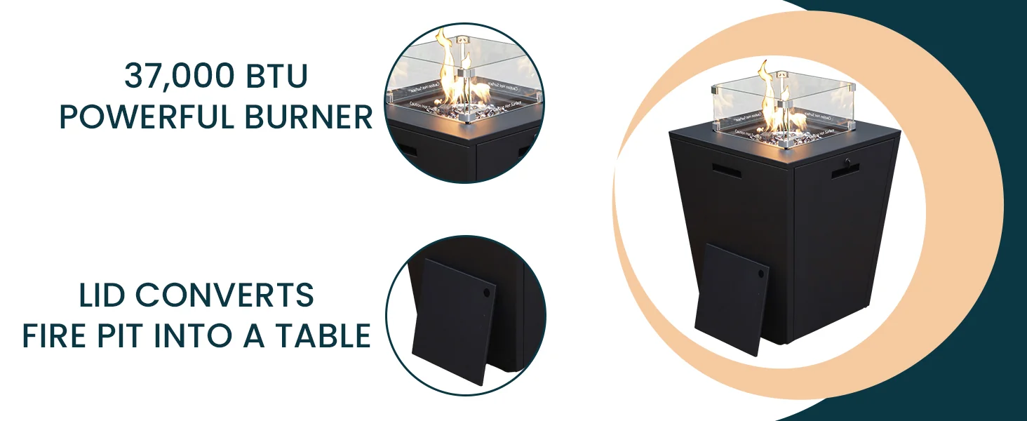 Marlin Modern Aluminum Outdoor Patio Chaise Lounge Chair With Arms Set of 2 with Square Fire Pit Side Table Perfect for Patio, Lawn, and Garden