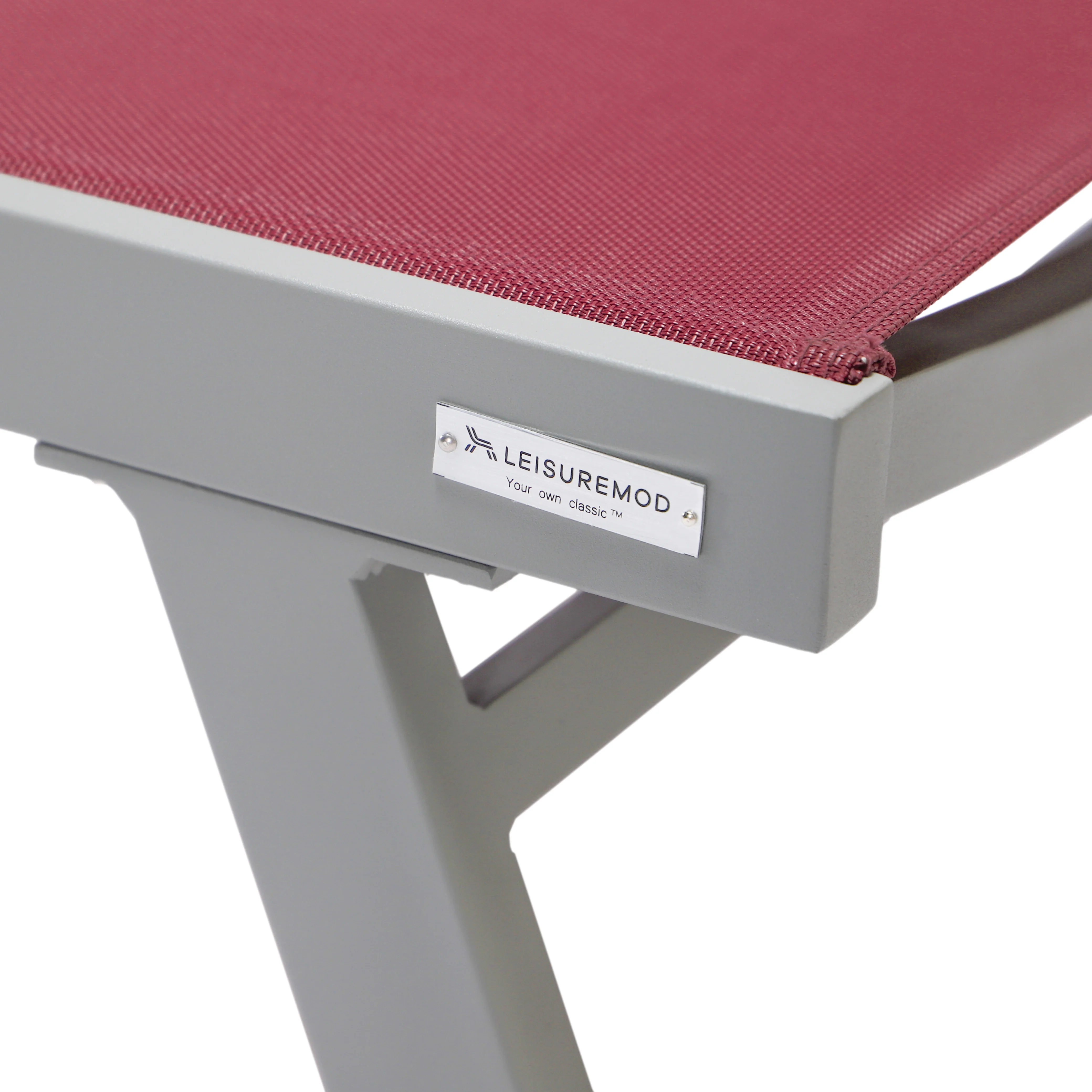 Marlin Patio Chaise Lounge Chair With Armrests in Grey Aluminum Frame