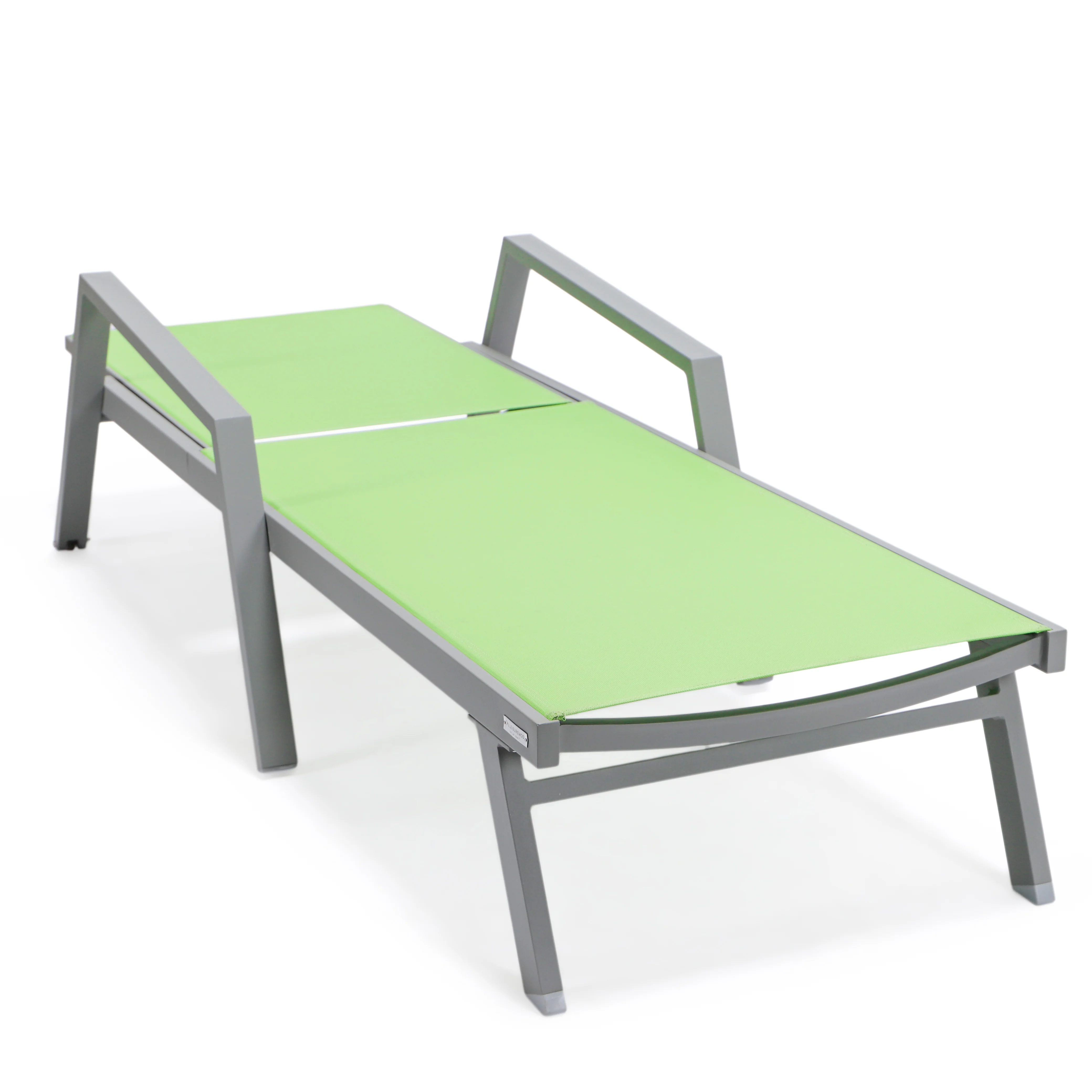 Marlin Patio Chaise Lounge Chair With Armrests in Grey Aluminum Frame