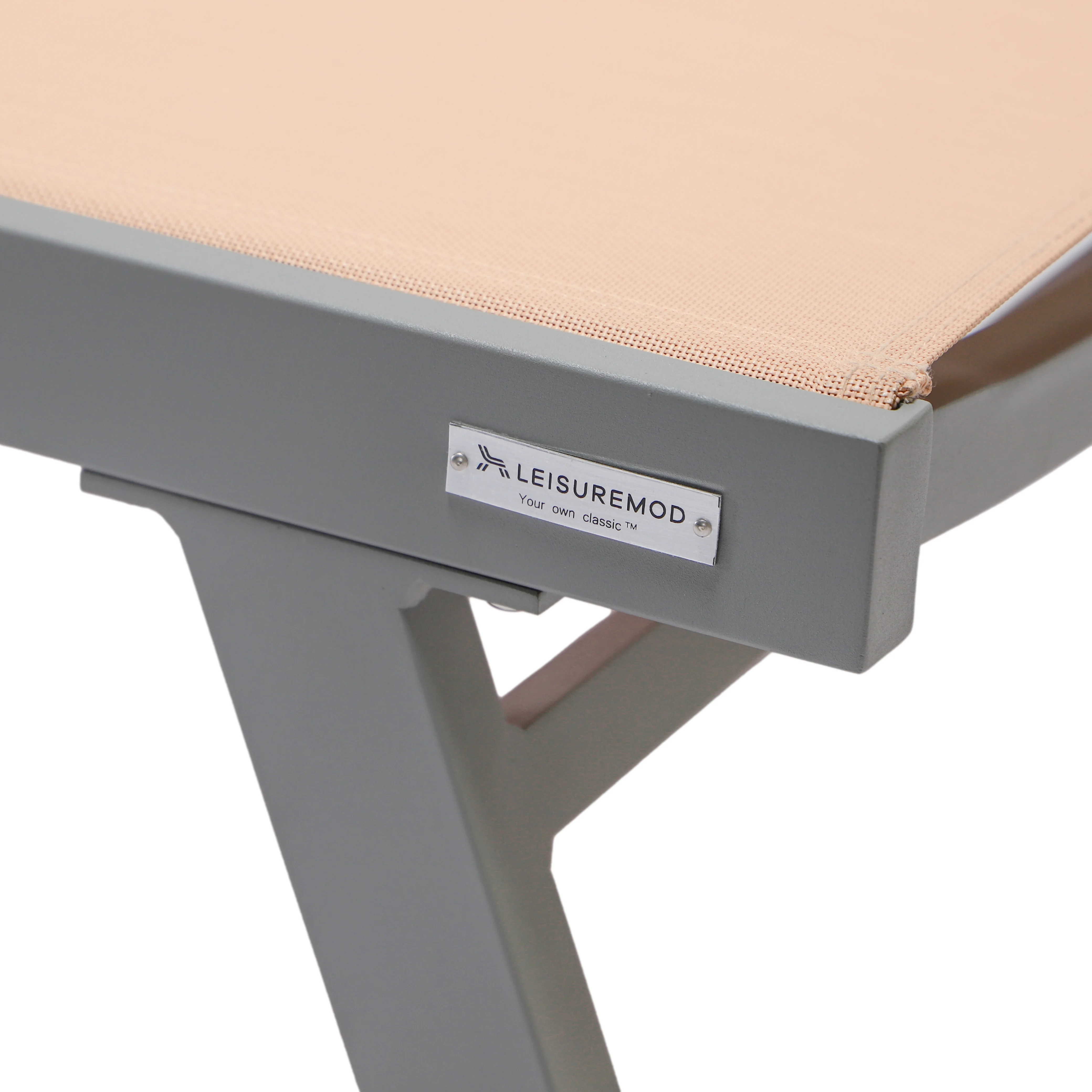 Marlin Patio Chaise Lounge Chair With Armrests in Grey Aluminum Frame, Set of 2 in Light Brown