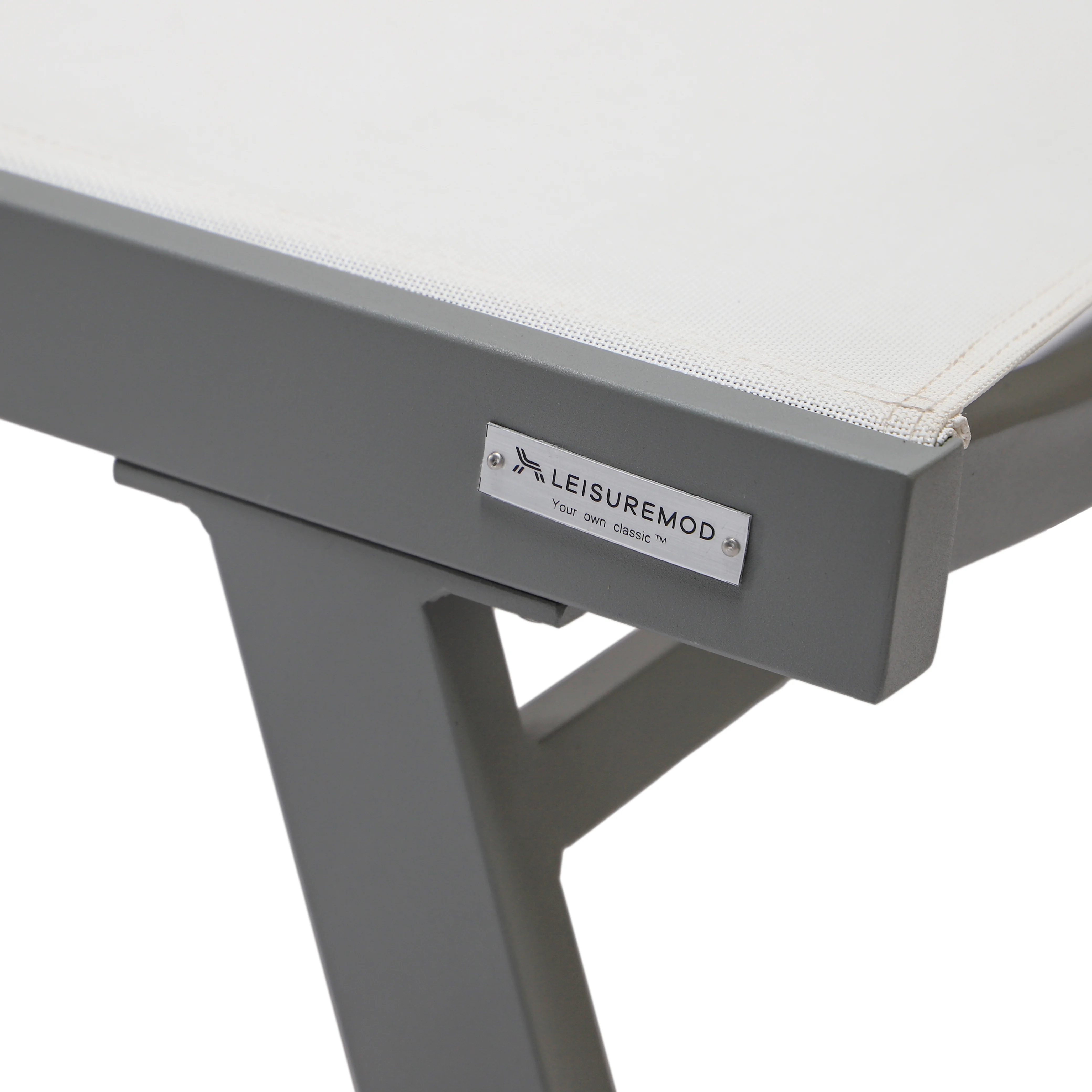 Marlin Patio Chaise Lounge Chair With Armrests in Grey Aluminum Frame