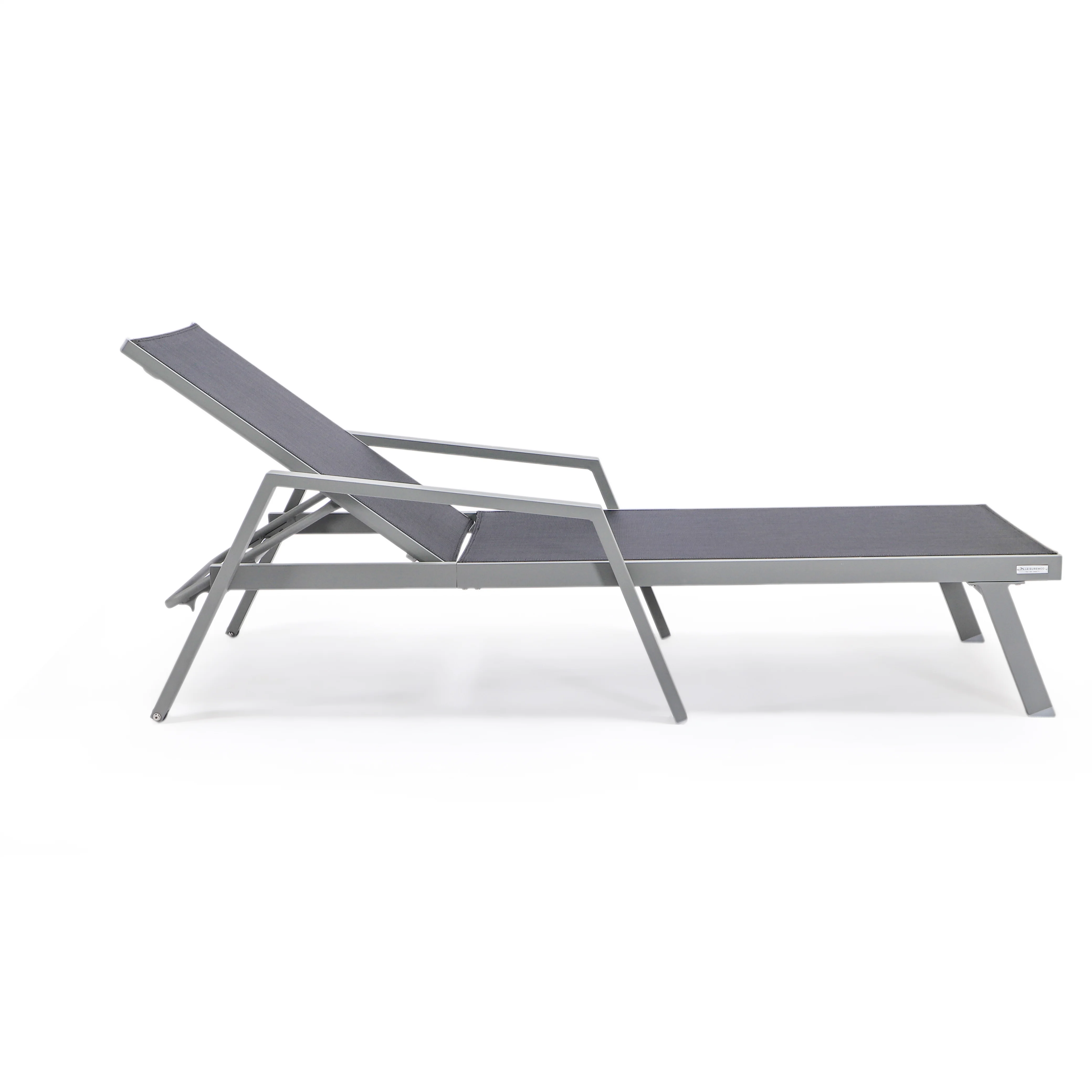 Marlin Modern Aluminum Outdoor Patio Chaise Lounge Chair With Arms Set of 2 with Square Fire Pit Side Table Perfect for Patio, Lawn, and Garden