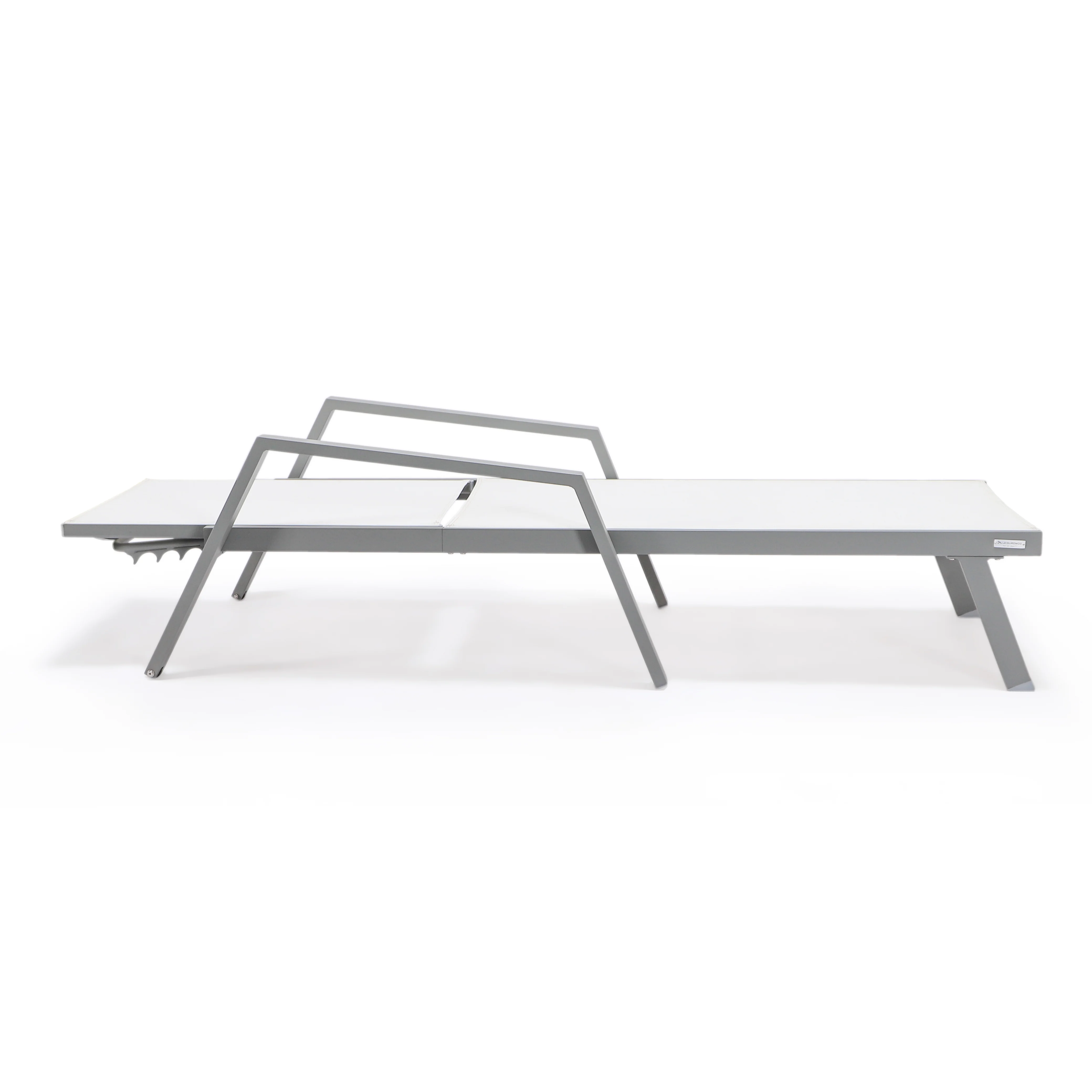 Marlin Modern Aluminum Outdoor Patio Chaise Lounge Chair With Arms Set of 2 with Square Fire Pit Side Table Perfect for Patio, Lawn, and Garden