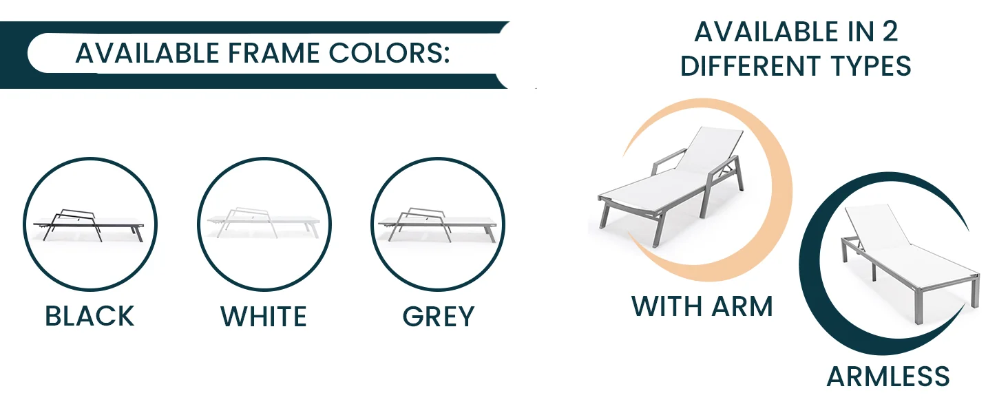 Marlin Modern Aluminum Outdoor Patio Chaise Lounge Chair With Arms Set of 2 with Square Fire Pit Side Table Perfect for Patio, Lawn, and Garden